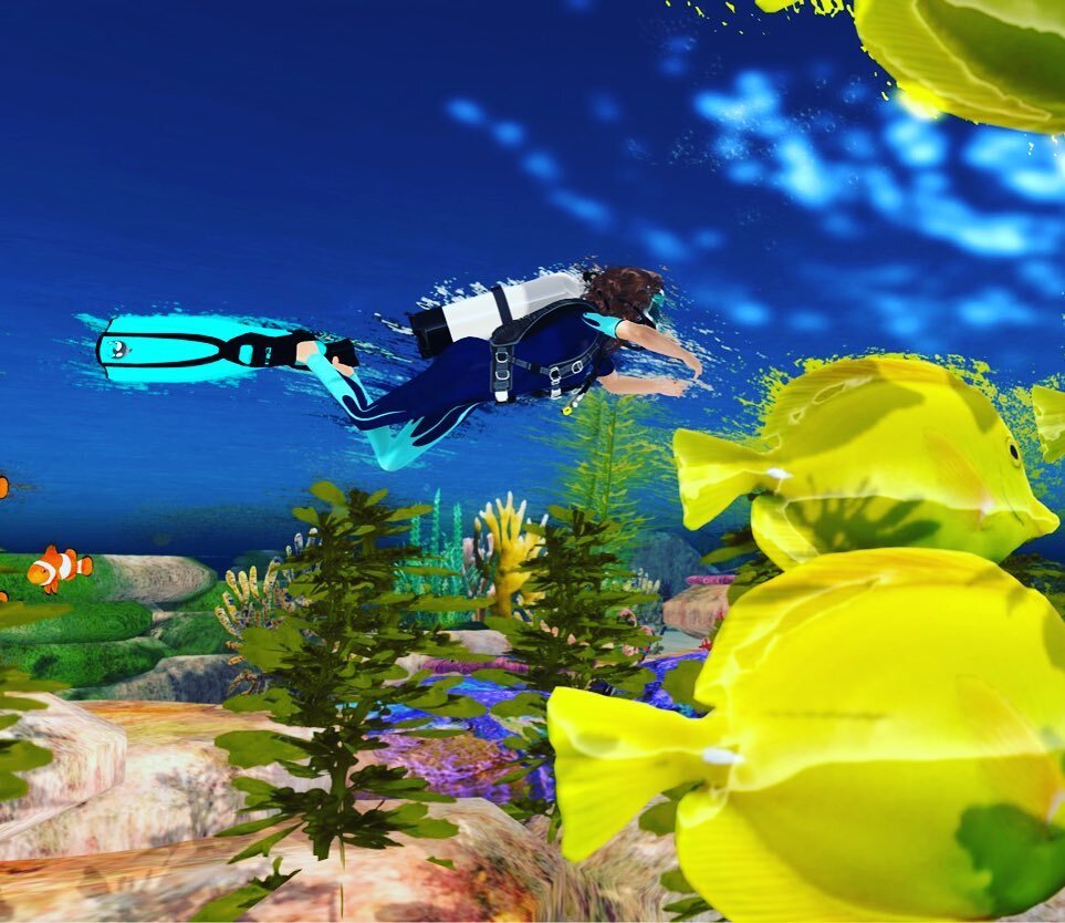 All our @secondlife environments are now available to view in our 2021 Product Catalogue. Visit our 'Downloadables' page at cndg.info This shot is from our #EnvironmentalScience module where students conduct field experiments at a virtual #coralreef