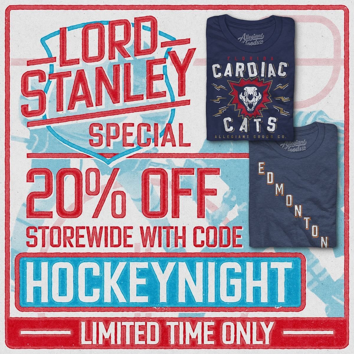 We want the cup 🚨 take 20% off storewide with discount code HOCKEYNIGHT only at www.allegiantgoods.co