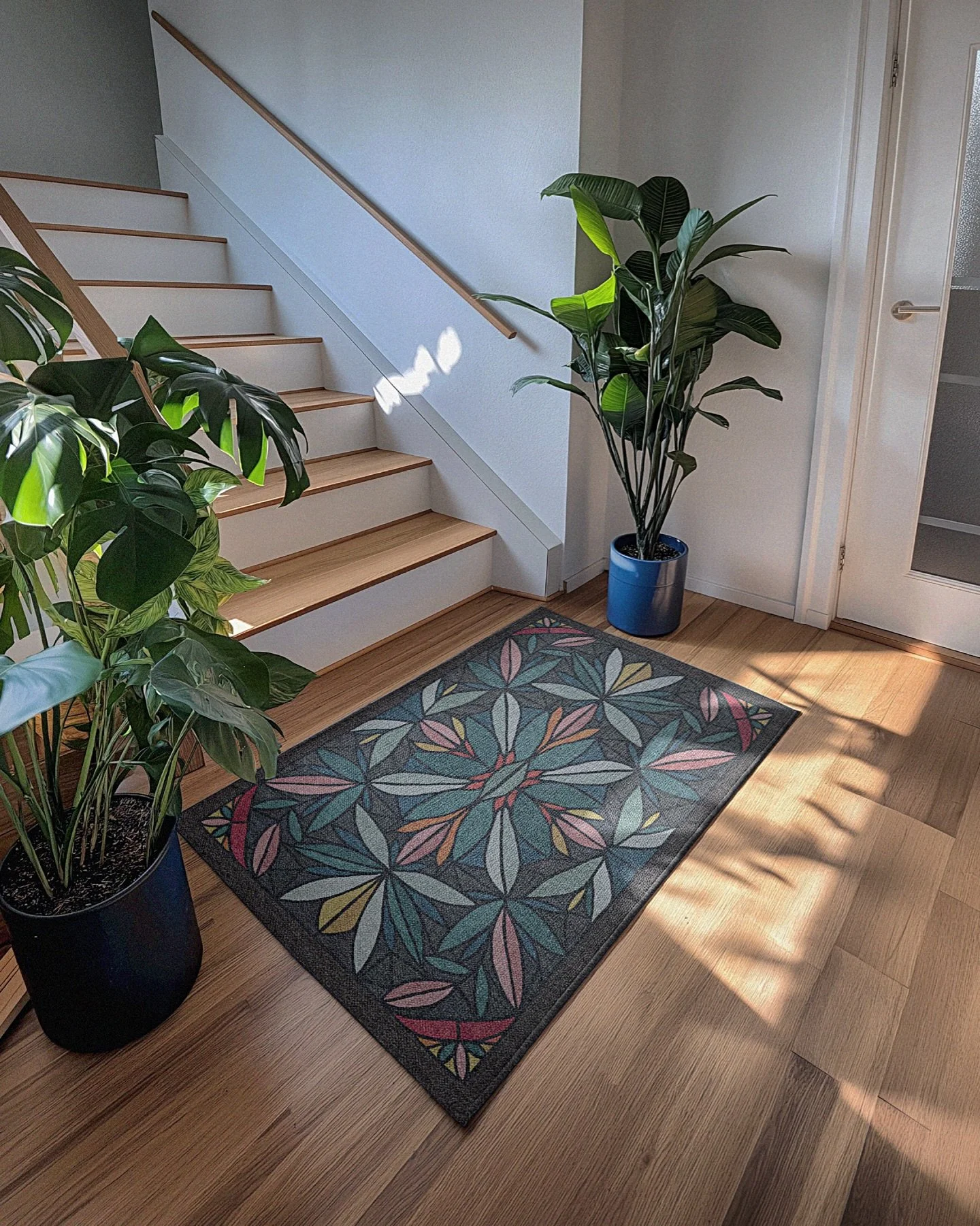 Thierry is a kaleidoscopic masterpiece inspired by traditional stained glass designs. The botanical coded linework separates bold contrasting colors that feel natural and anchored.