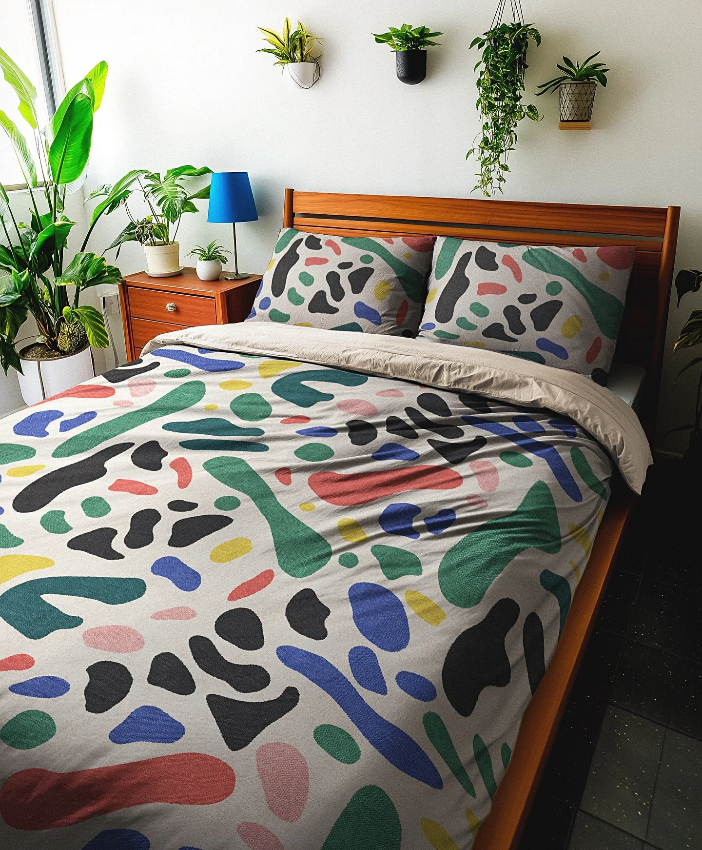 Aurelio brings rhythm and curiosity into living spaces, the well balanced color palette and simple abstract composition complements a wide variety of aesthetics from minimalist to mid century.