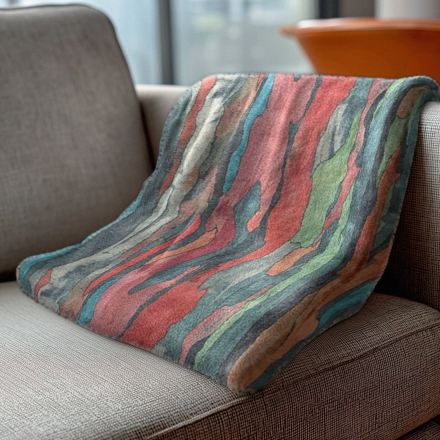 Inspired by the naturally peeling bark of its namesake tree, the Rainbow Eucalyptus textile layers warm and cool tones into a grounded, organic pattern. It&rsquo;s a bold and organic look that brings in a lot of color, yet remains understated.