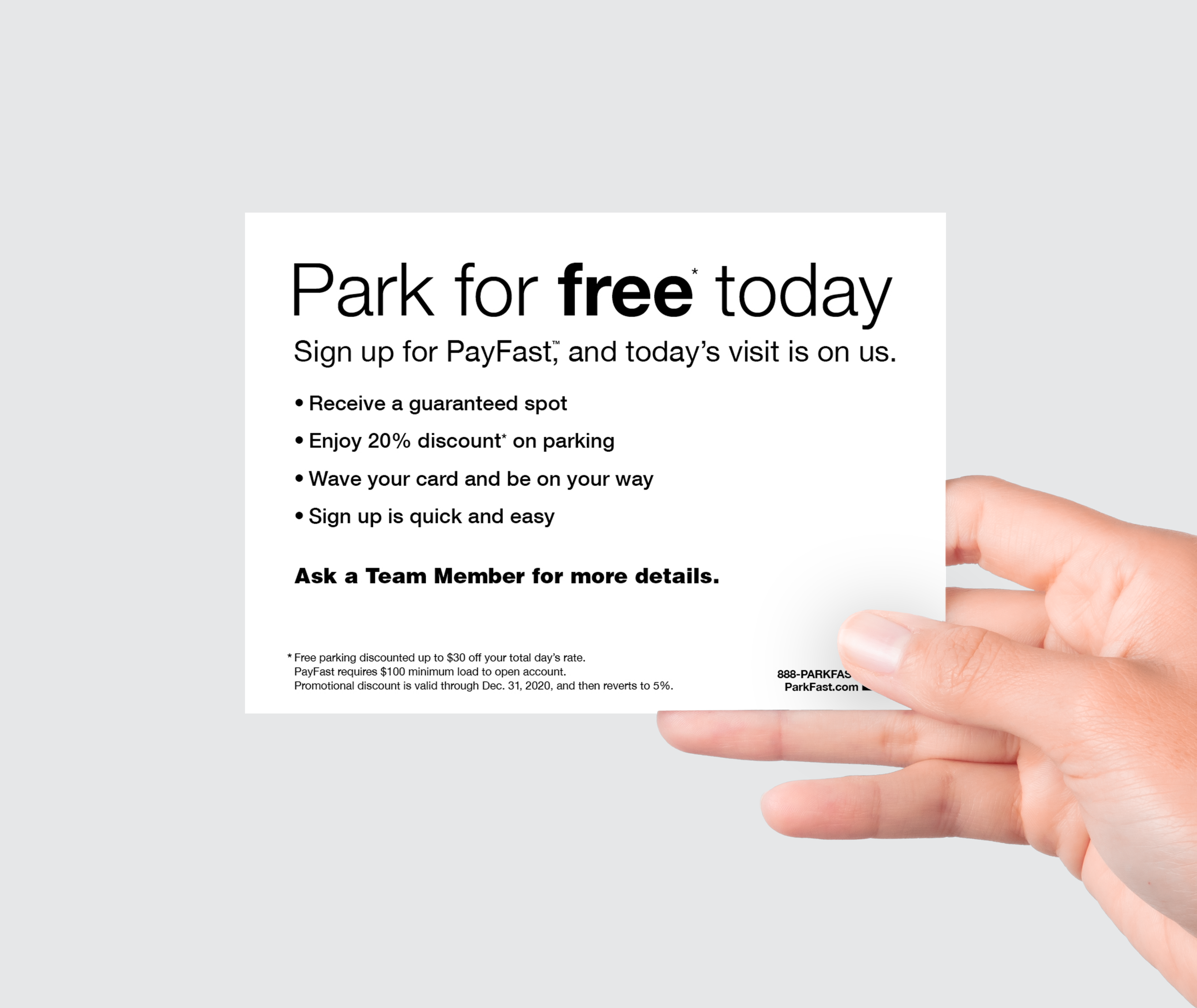 Directional flyer from ParkFast's Worth Street to Leonard Street's garage nearby. Back Side