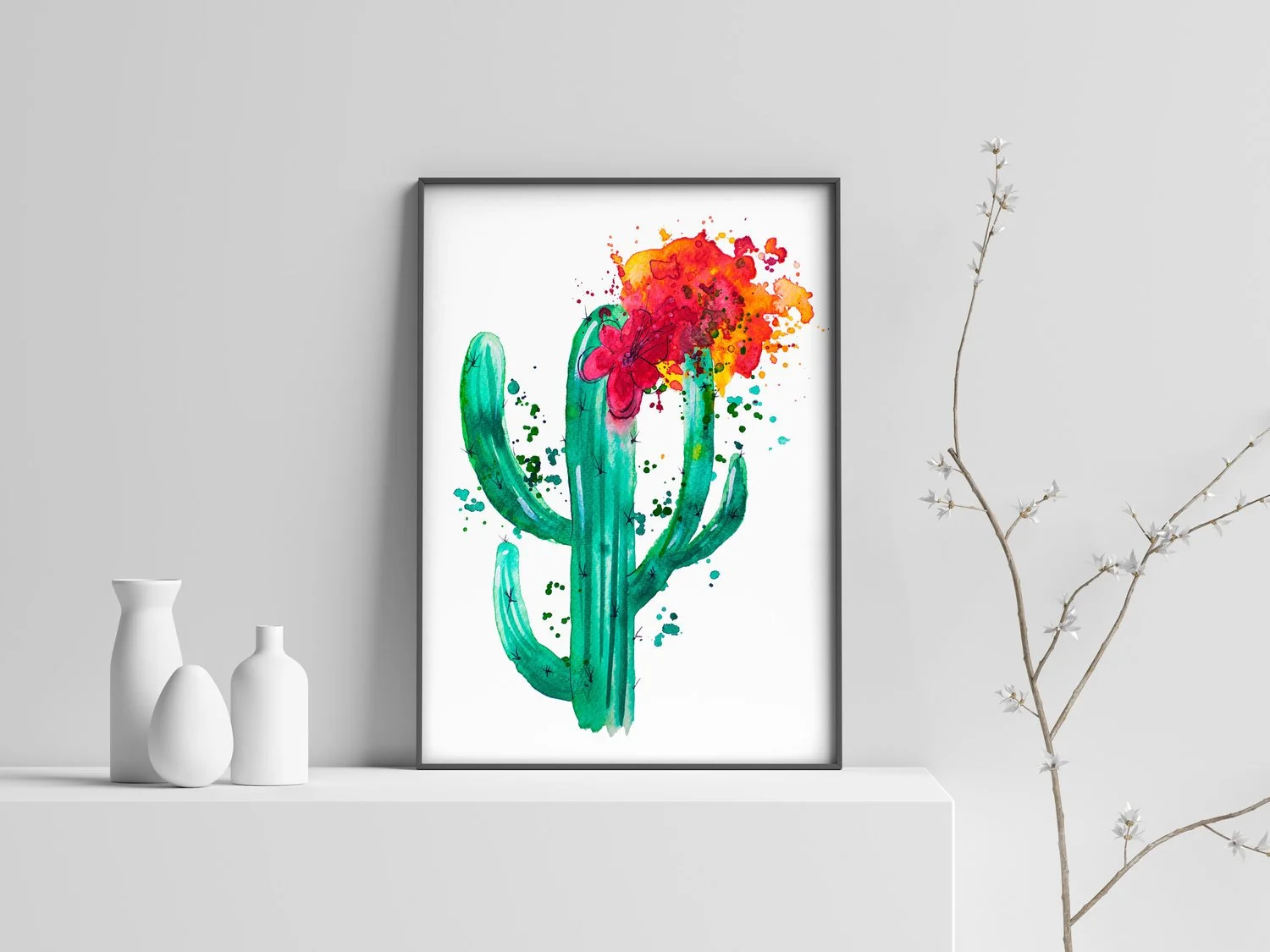 Cactus Flower Wall Art Print  Pop Pigments