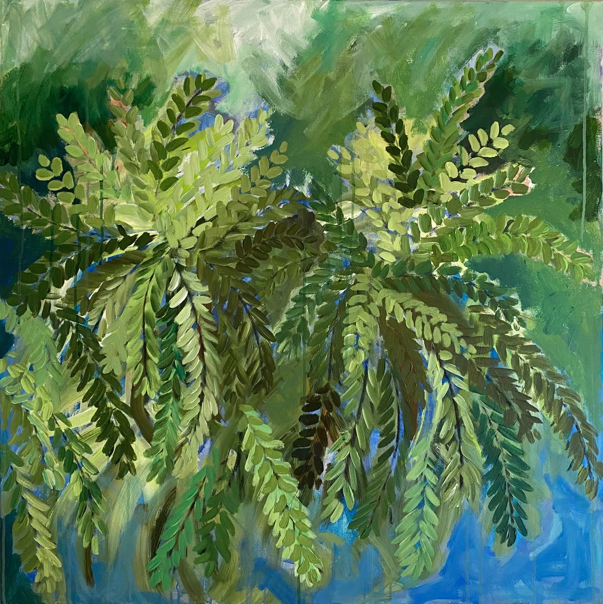 Abstract Fern Painting "She Sings" 36x36