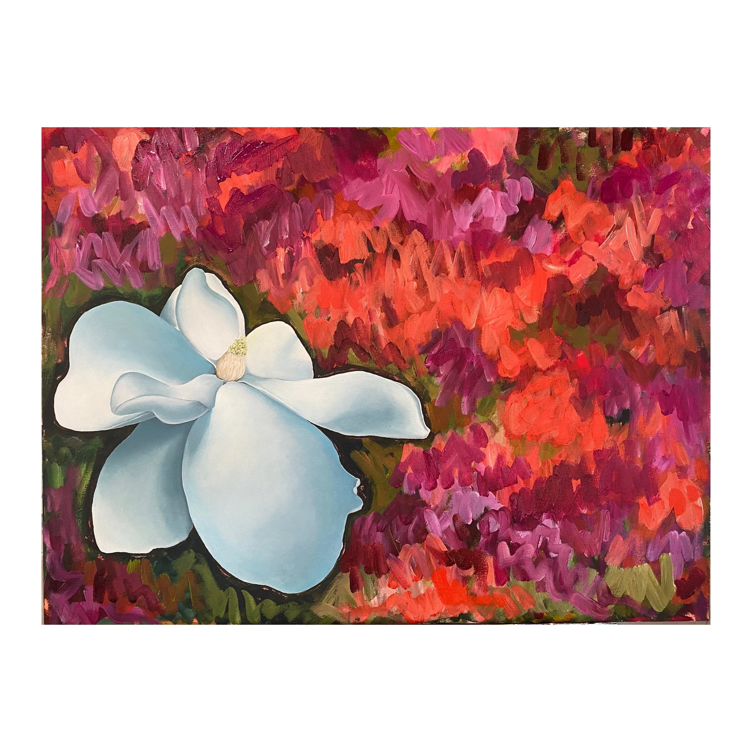 modern moody magnolia vibrant coral magenta background