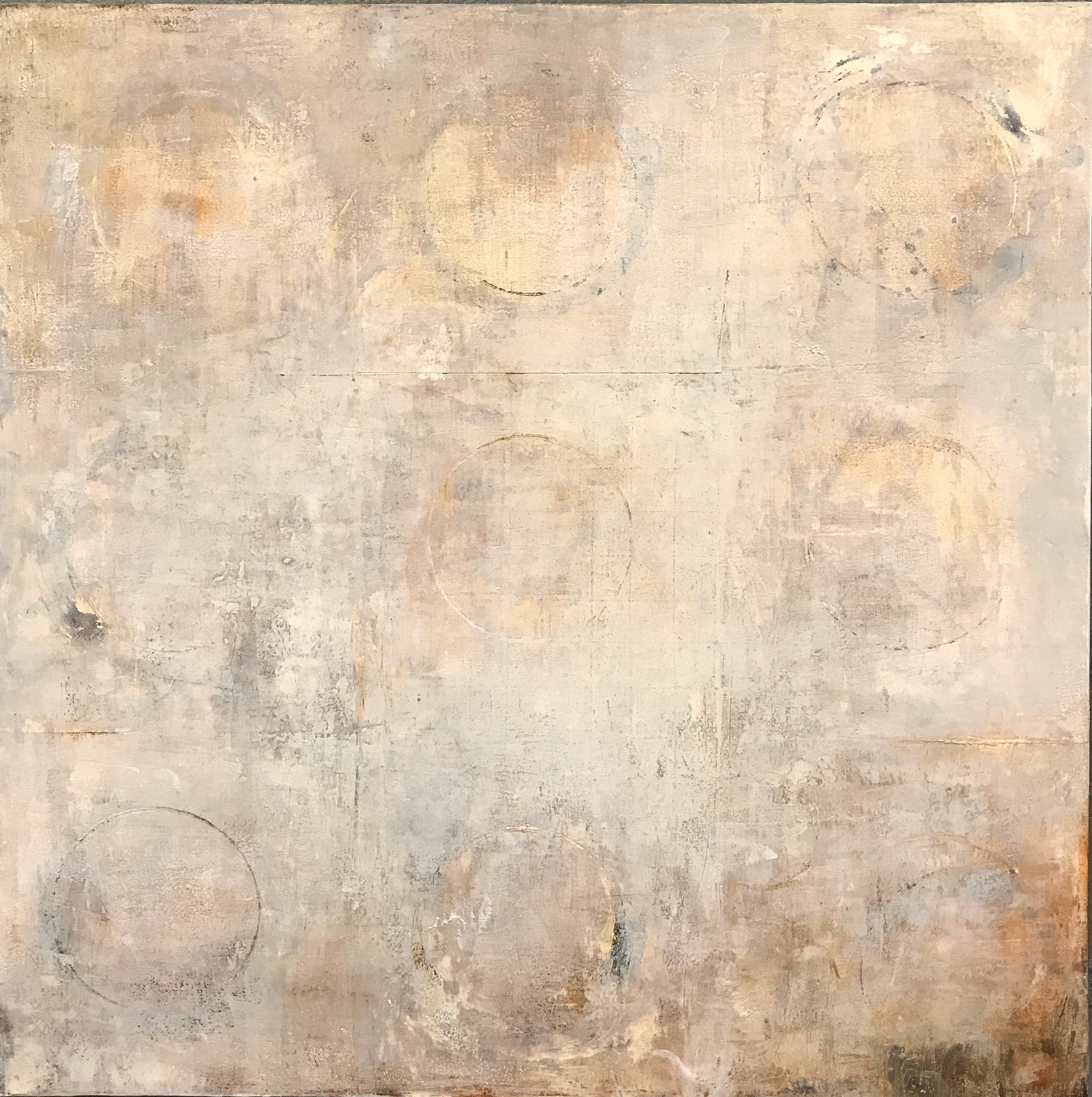 STRENGTH IN WHAT REMAINS oil, cold wax, ink, collage on cradled panel 30" x 30"  SOLD
