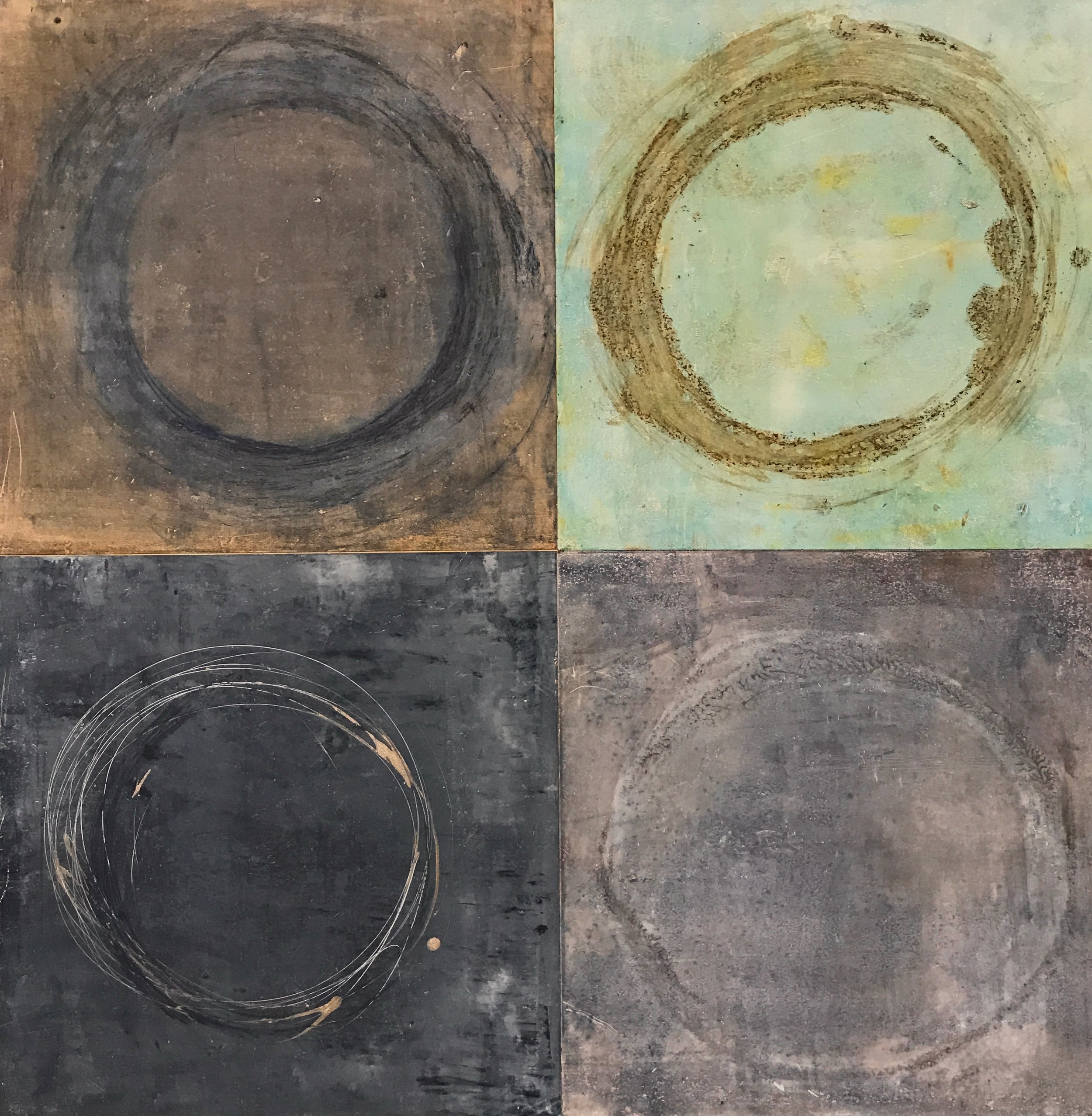 OCEANA oil, cold wax, ink, collage on cradled panel 20" x 20"    SOLD