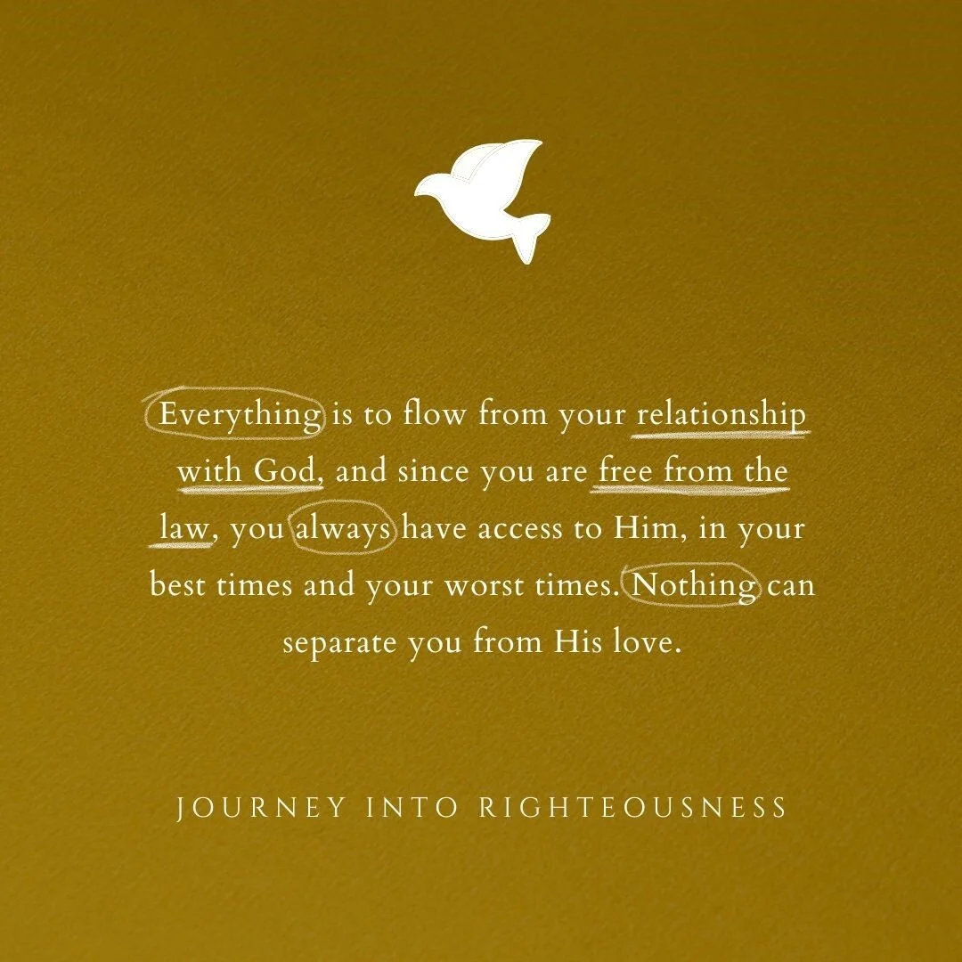 While others are trying to keep all the rules in the hopes of making a distant God pleased with them, someone who understands the new covenant is enjoying friendship with God just as they are.

It is not through laws and rules that we access the Lord