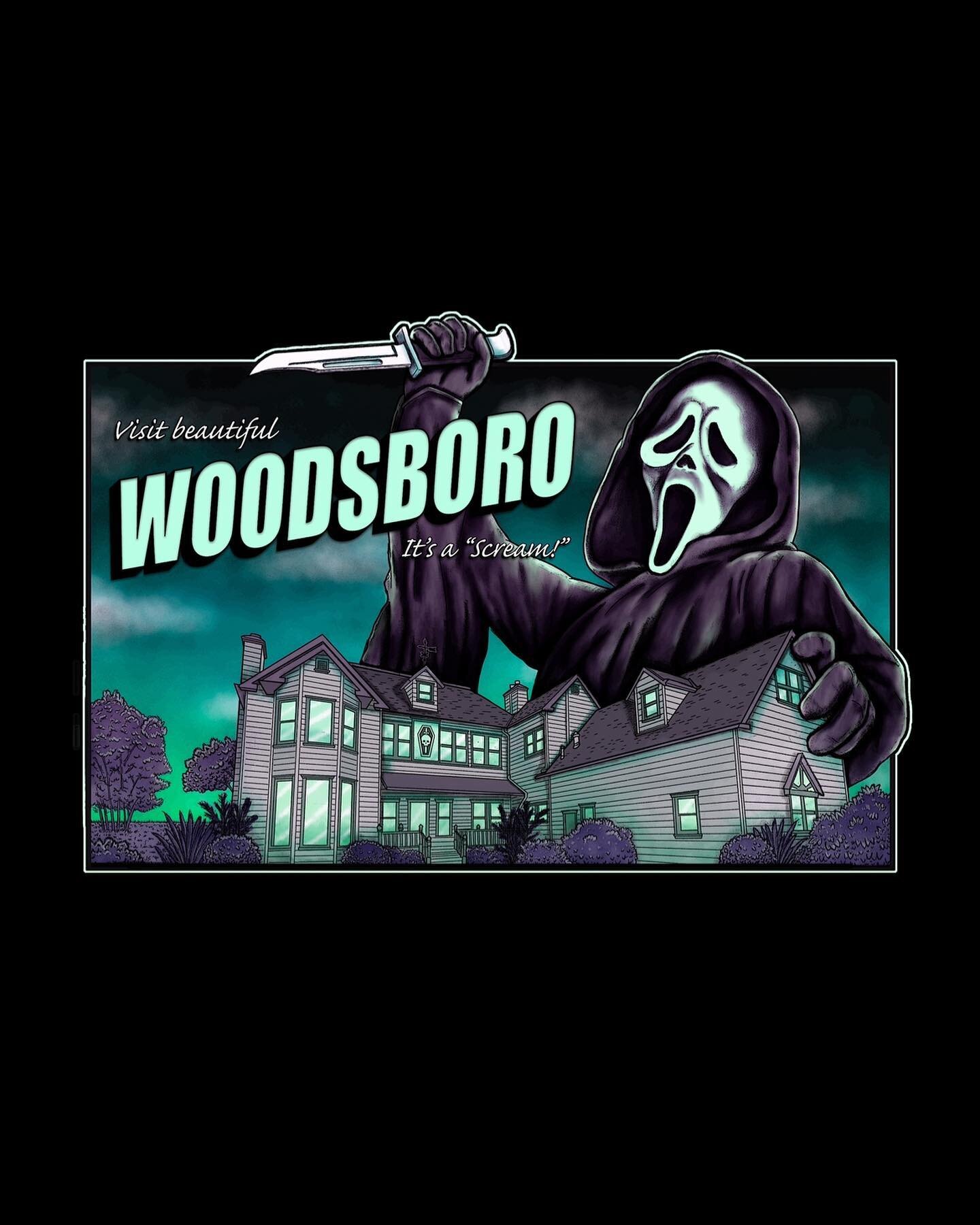 It&rsquo;s #SCREAM day! On my way to go check out Scream VI! While I&rsquo;m there, why don&rsquo;t you check out our new &ldquo;Visit Beautiful Woodsboro&rdquo; tee over at @foolishmortalsupply it&rsquo;s a scream!
.
.
.
#scream6 #screamshirt #horro