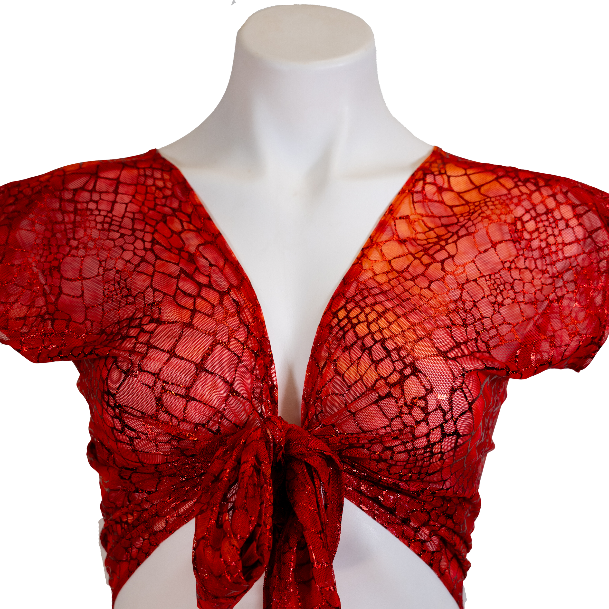 Ruby Mesh Snake Tie Top