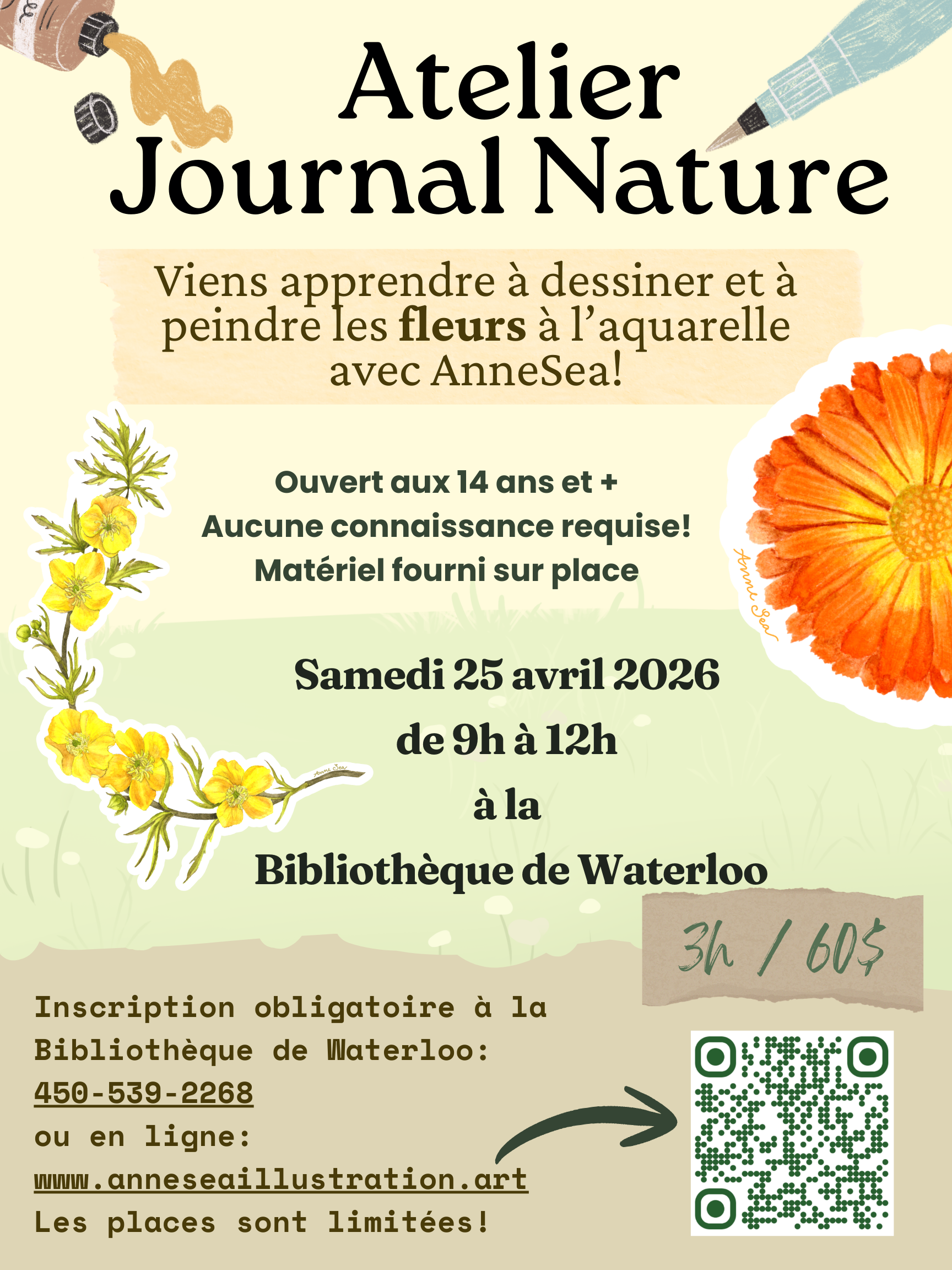 25 avril 2026: Atelier Journal Nature - Les Fleurs - Bibliothèque de Waterloo