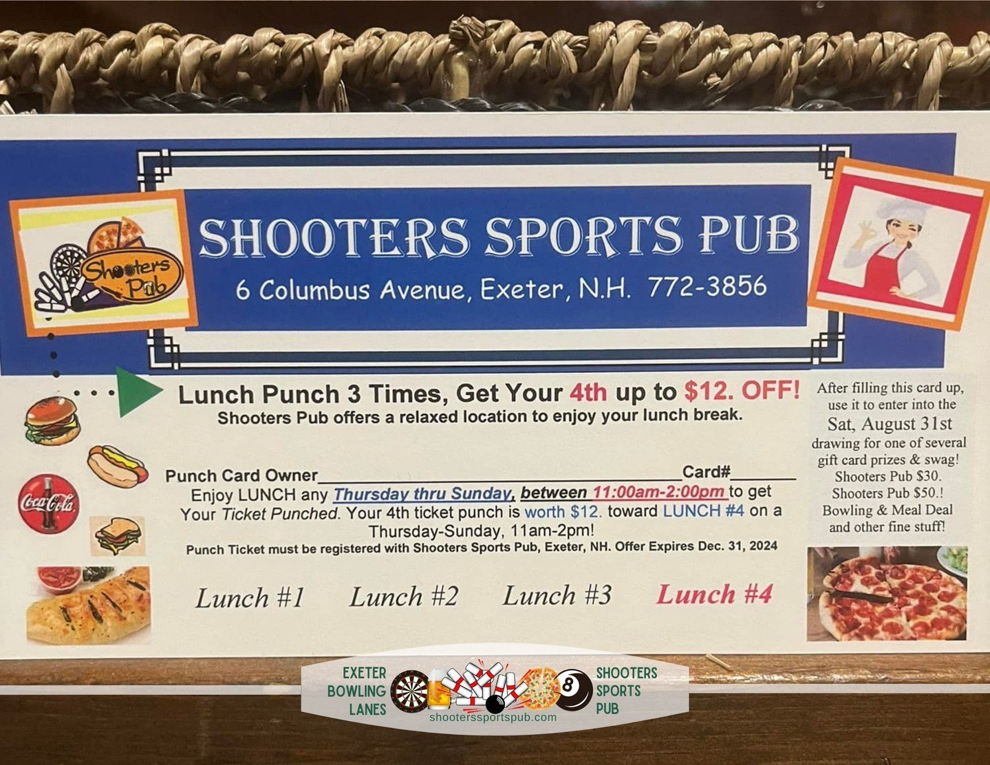 Lunch plans? We've got you sorted with our new Lunch Bunch Punch Card 🥪🍟 ⁠
⁠
Buy three lunches and get $12 off your 4th. Thurs-Sun, starting at 11 am in the pub! ⁠
⁠
#LunchBunch #SaveOnLunch⁠