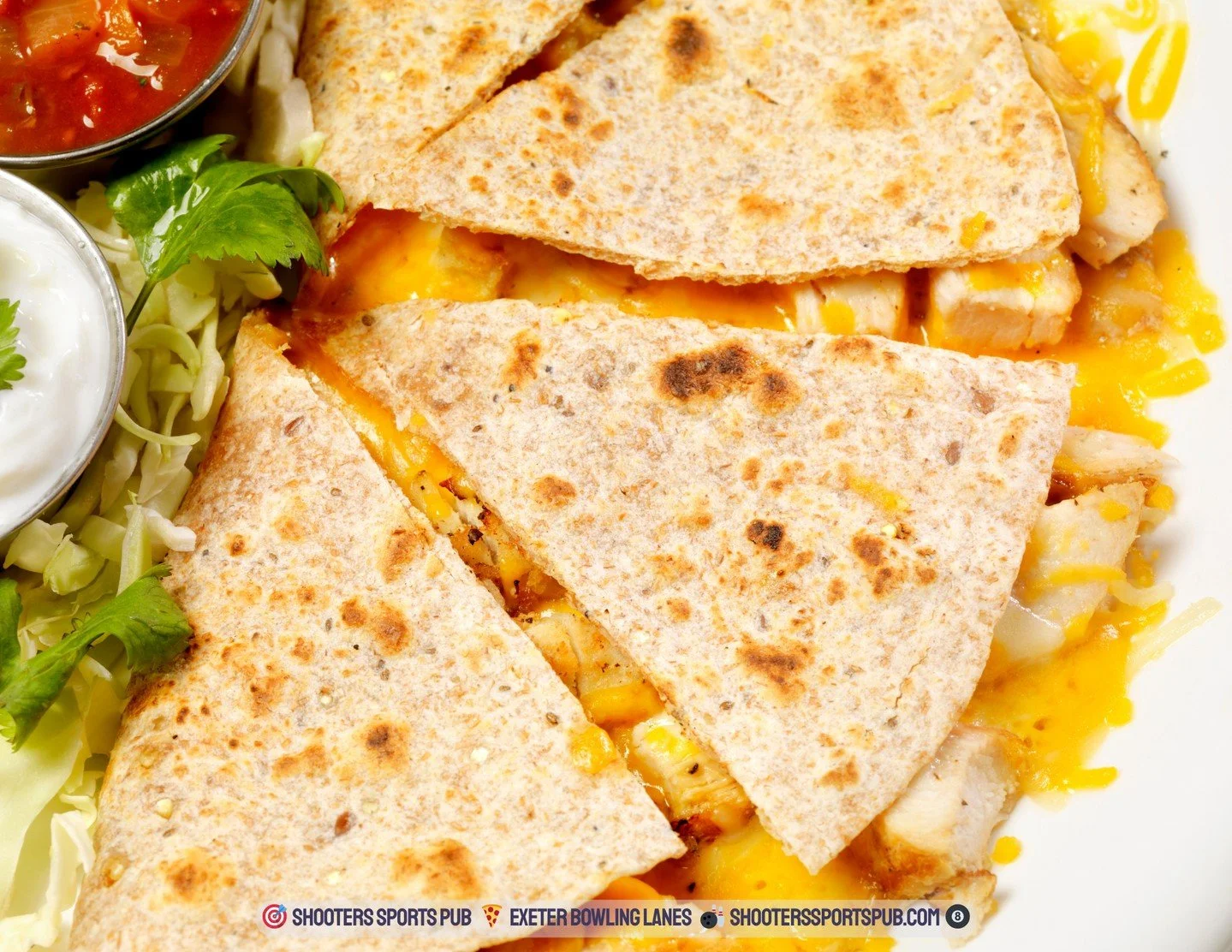 Quesadillas that don&rsquo;t cut corners, flatbreads stacked with toppings, sandwiches built to actually fill you up, wraps that don&rsquo;t fall apart, and calzones that eat like a whole meal. ⁠
⁠
It&rsquo;s straightforward pub food&mdash;hot, chees