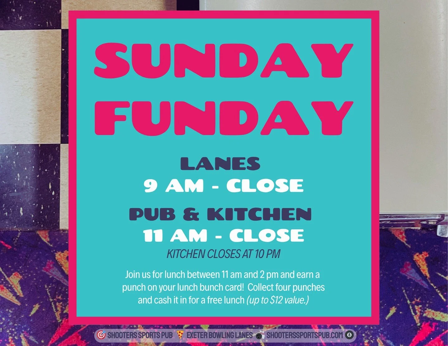 Brentwood, Stratham, Epping -  if you&rsquo;ve got kids, or friends in town, here&rsquo;s your move:⁠
⁠
Come early for lunch. Play a few frames.⁠
⁠
Get your card punched between 11 and 2, and after four visits, lunch is on us.⁠