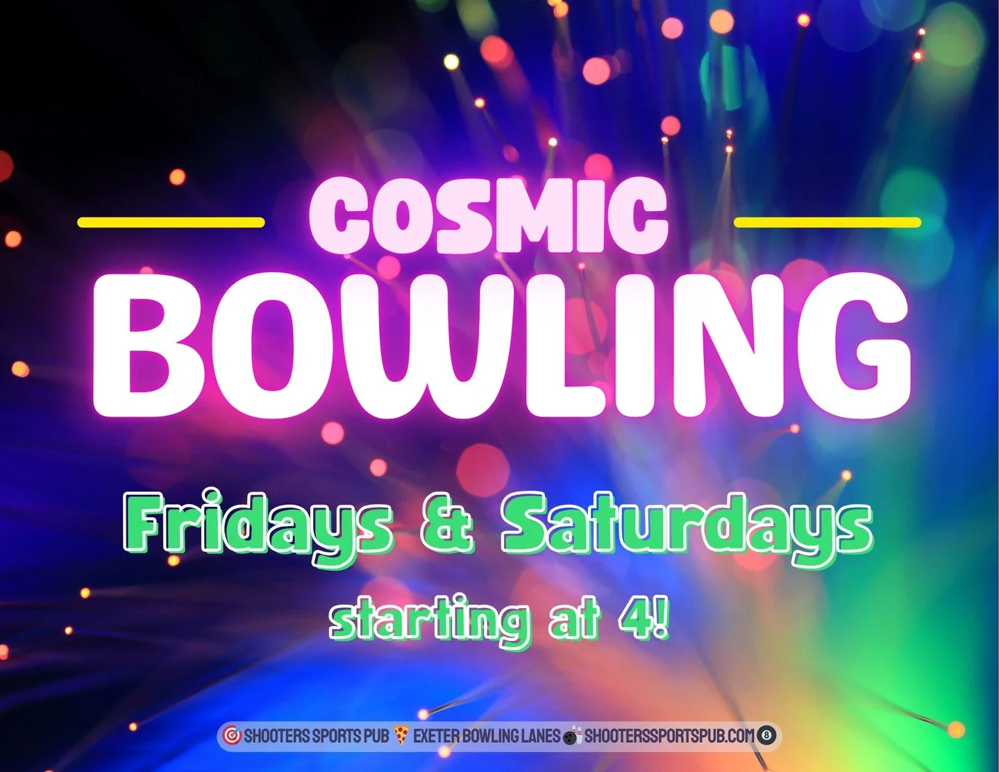 Lights down. Lanes glowing. Music up. Cosmic ⁠
⁠
Bowling turns your night into its own little universe, and it kicks off at 4. ⁠
⁠
Bring your people and let the neon take it from there.