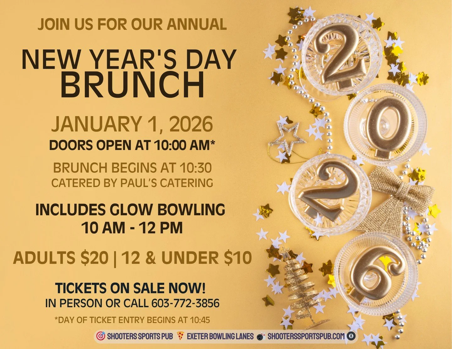Plenty of time to bowl, eat, relax, and celebrate this season.⁠
Swipe for our full holiday hours, then get ready for New Year&rsquo;s Day Brunch on January 1 with glow bowling from 10 to noon.⁠
⁠
Tickets are available now if you want to lock in your 