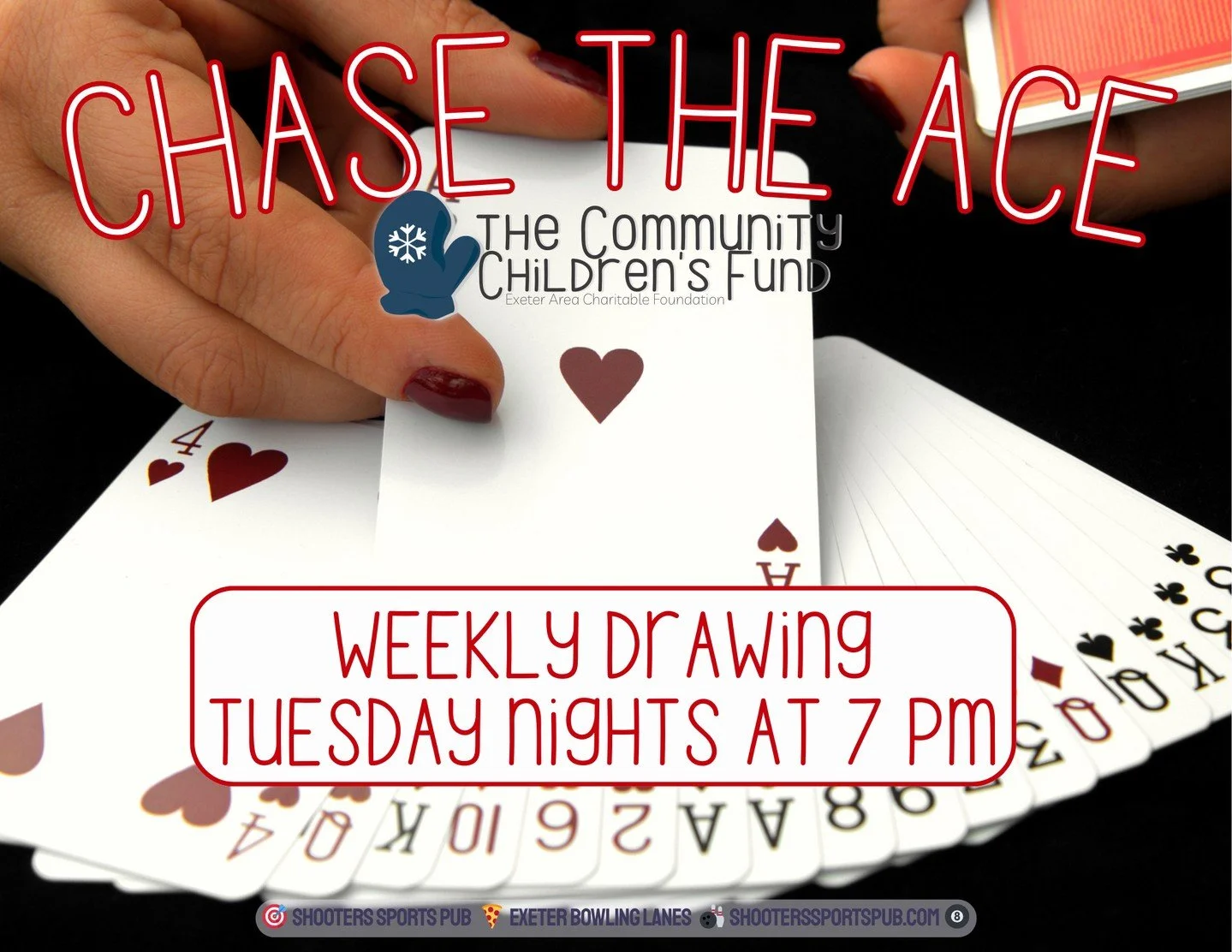 A Tuesday tradition that keeps pulling people back in.⁠
Chase the Ace runs weekly at 7:00 PM, with $1 tickets and drawings held right here.⁠
Low stakes, good cause, and a reason to make a night of it.⁠