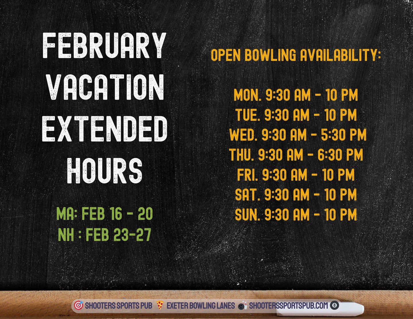 February vacation week tends to bring a steady daytime crowd.⁠
⁠
Kids out of school, parents looking to get everyone out of the house, and grandparents joining in too. ⁠
⁠
These extended hours are set up for exactly that stretch of the day when every