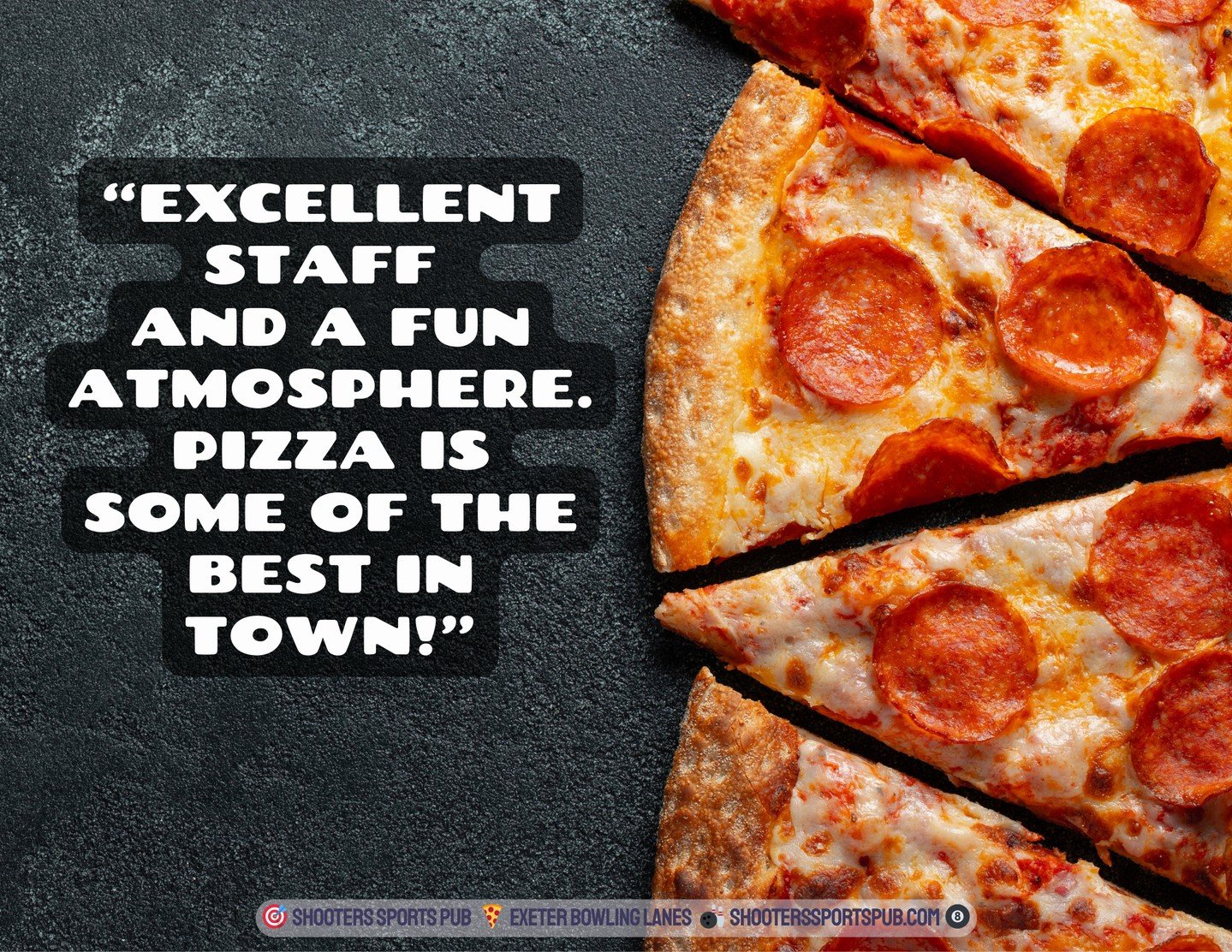 When someone calls it &ldquo;best in town,&rdquo; that&rsquo;s usually about the pizza and the people.⁠
Shooters still feels easy to hang out in.⁠