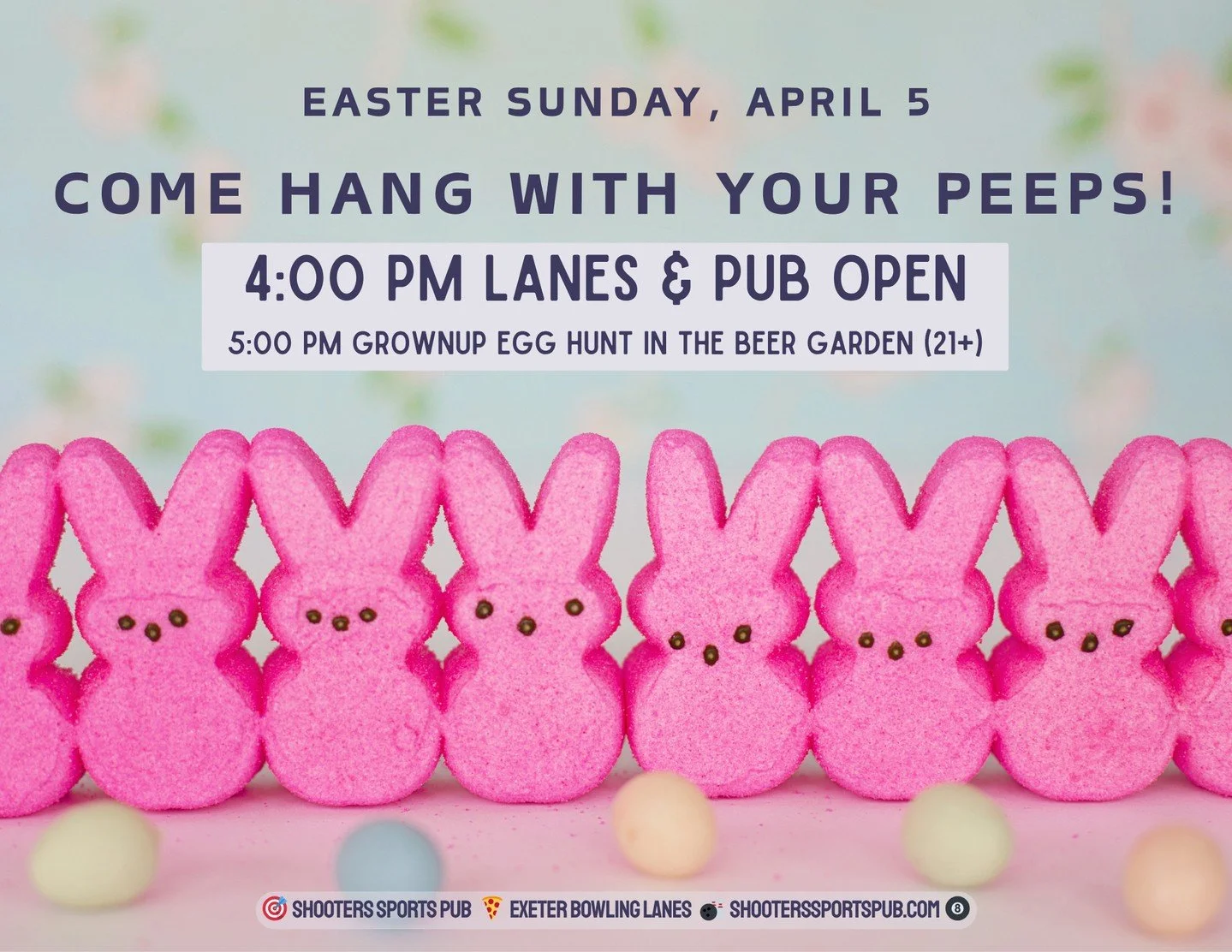 Easter Sunday.⁠
4:00 PM the lanes and the pub are open.⁠
After the ham, after the candy, after the family group photo.⁠
We&rsquo;ll be here.⁠
