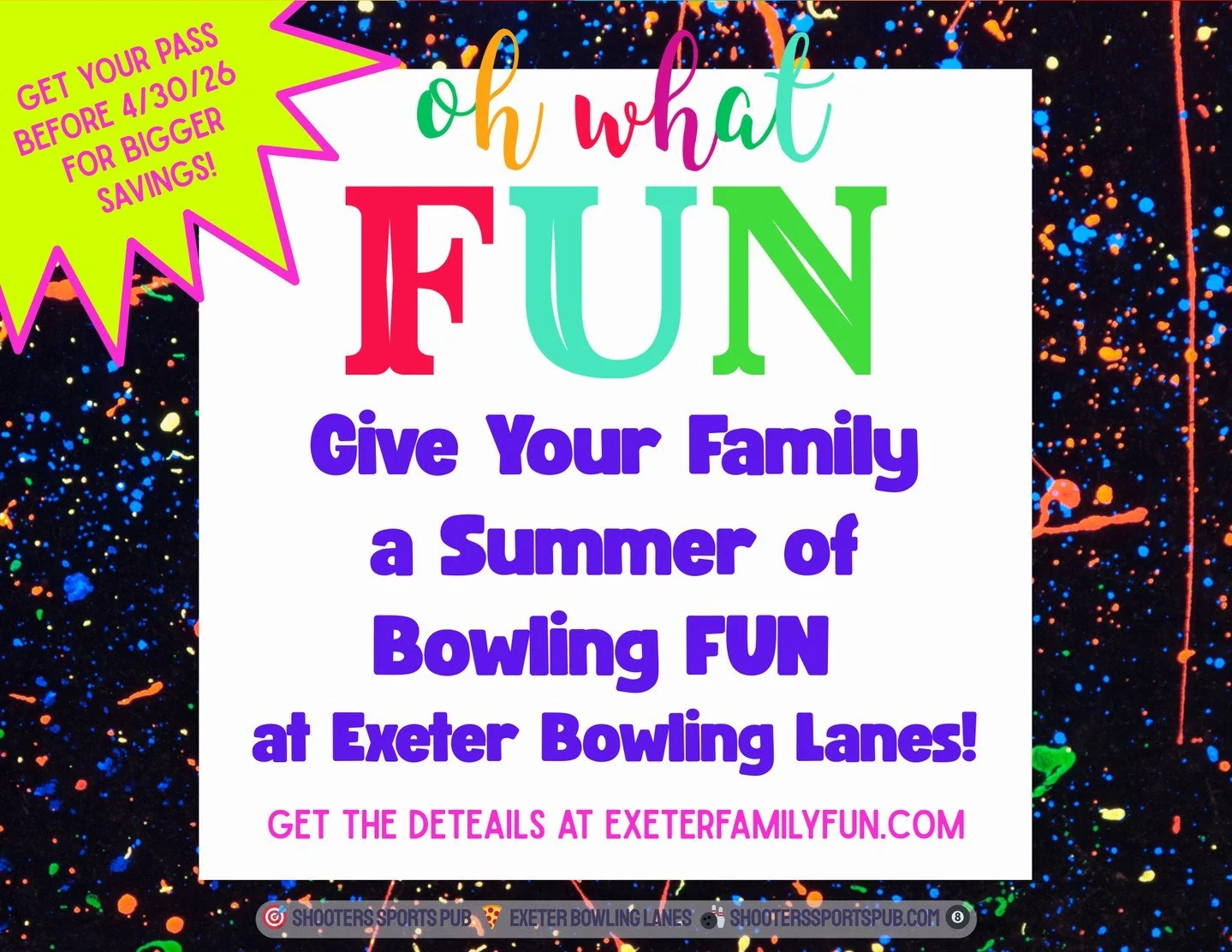 April sneaks up fast.⁠
If summer bowling is already part of your routine, now&rsquo;s the window. The early rate on our summer pass runs through April 30.⁠
A full season of candlepin. Come in on your time. Keep the kids moving. Keep it familiar.⁠
Onc