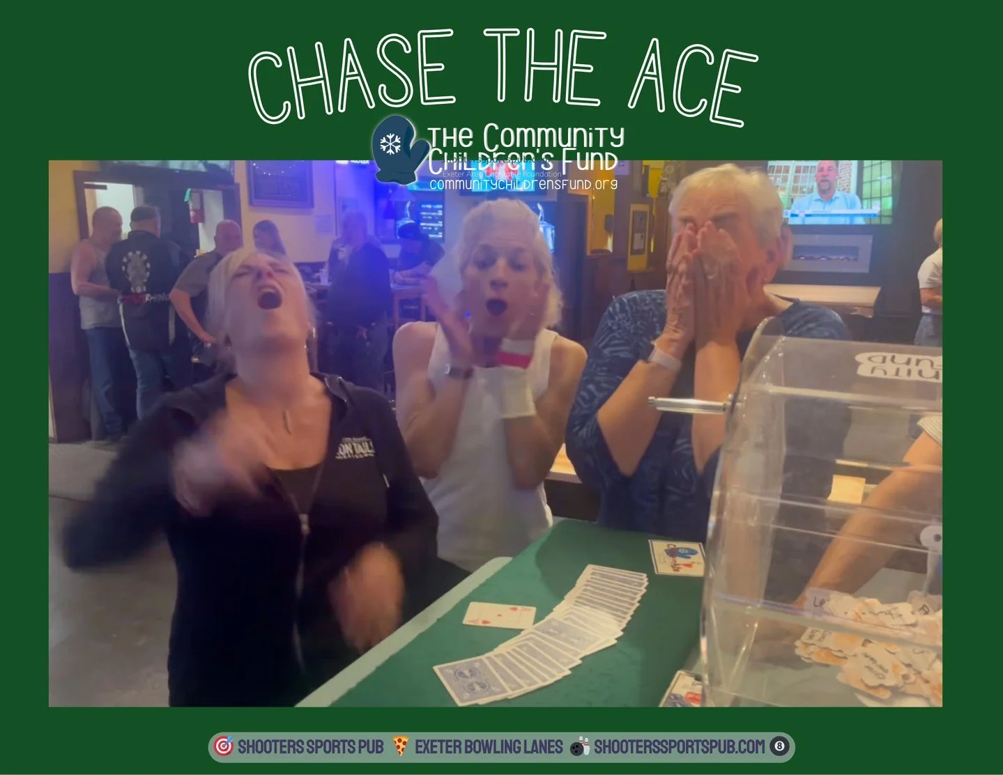 Chase the Ace at 7:00.⁠
Dollar tickets. Drawing happens right here.⁠
If it rolls, it rolls. If it hits, you&rsquo;ll want to be standing here when it does.⁠