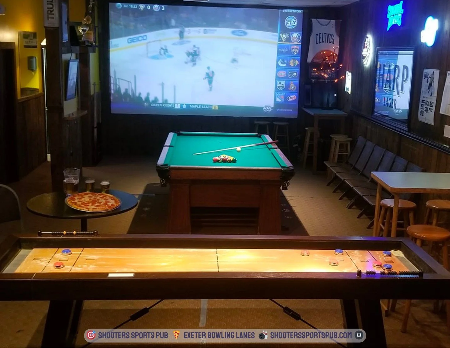 Pool table ready.⁠
Shuffleboard set.⁠
Game on the big screen.⁠
⁠
Pizza on the table. Beer in hand.⁠
You can post up here for a while.⁠
⁠
Nothing complicated about it. Just a solid time at Shooters.