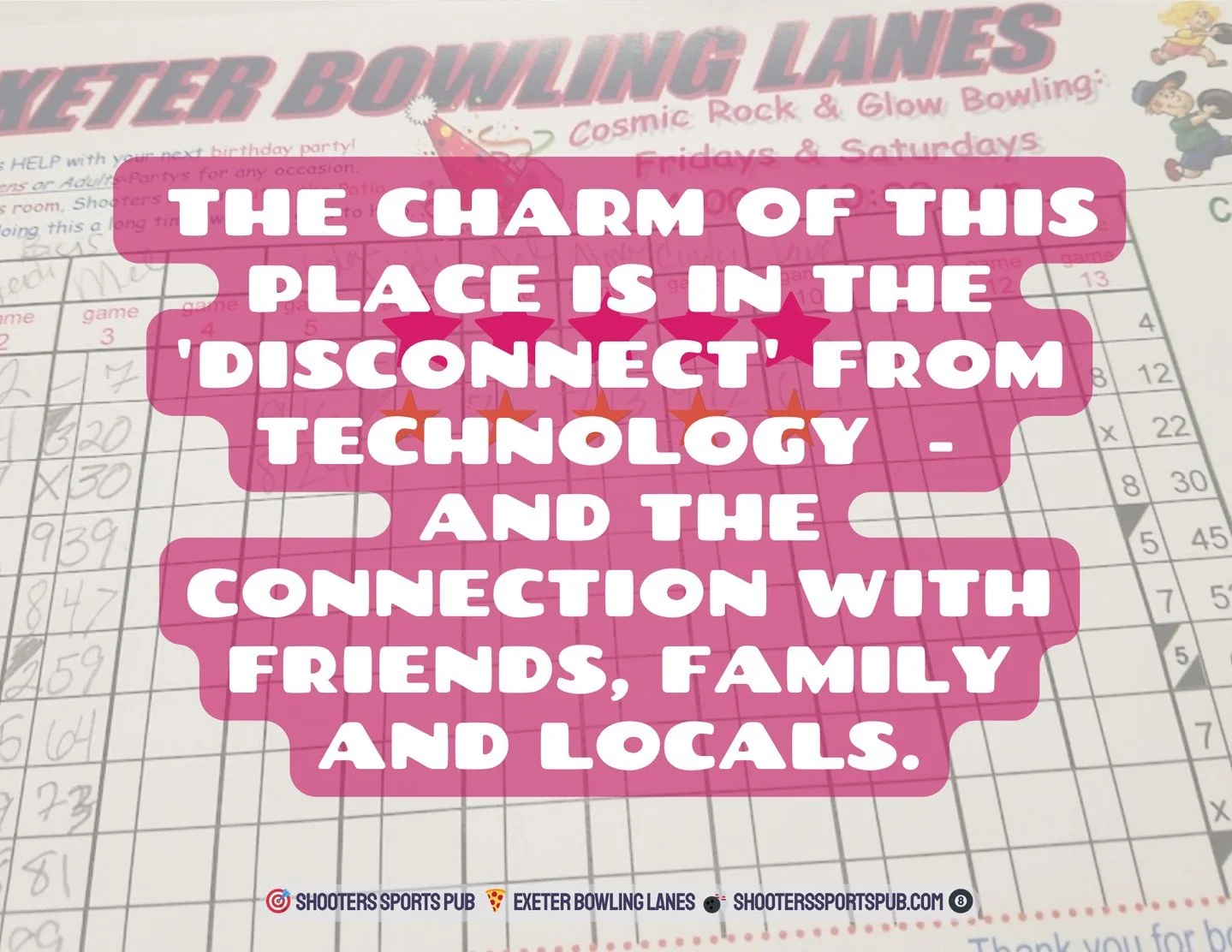 Phones stay in pockets more than you&rsquo;d expect.⁠
⁠
People keep score, talk between turns, and actually watch each other bowl.⁠