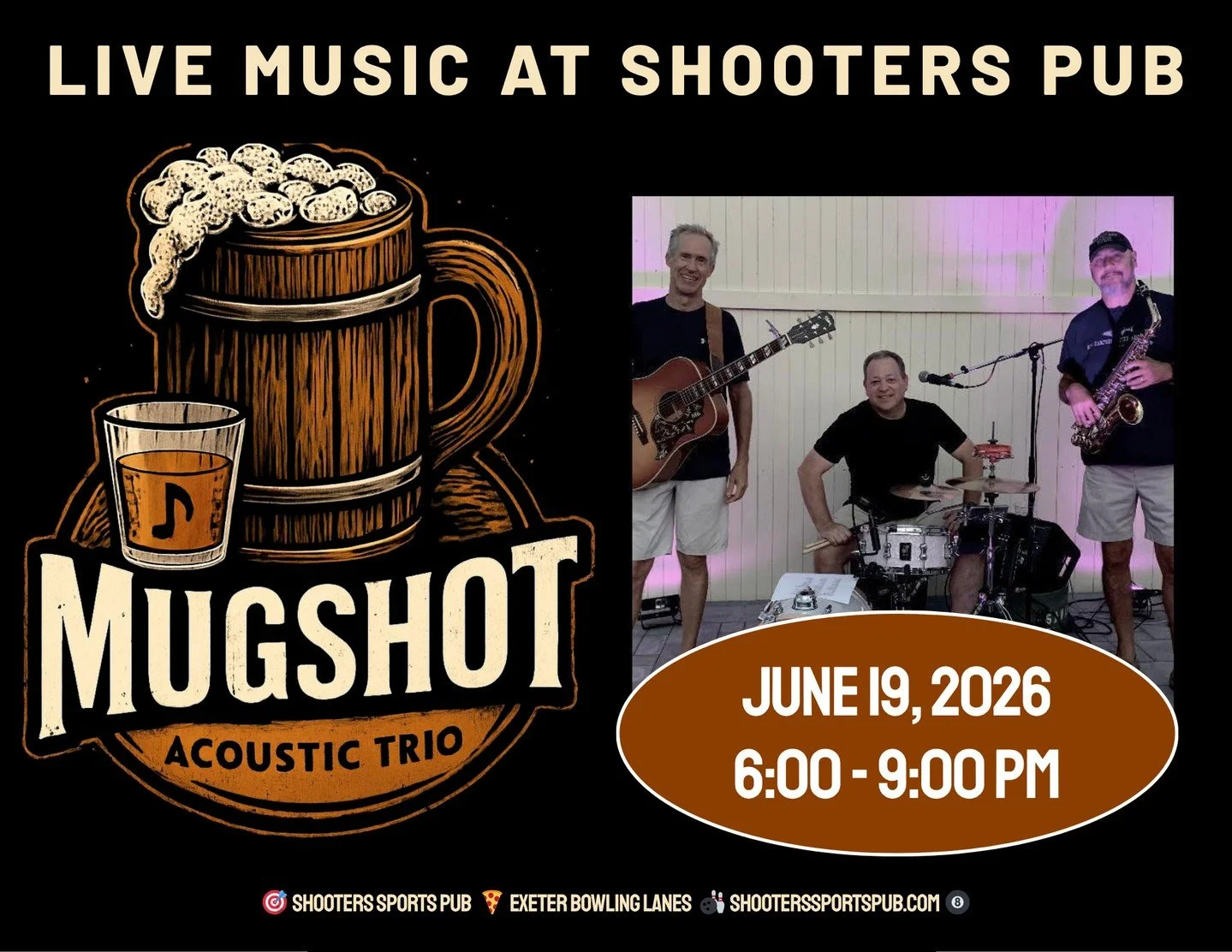 Live Music out back in the beer garden.⁠
Here's the lineup: