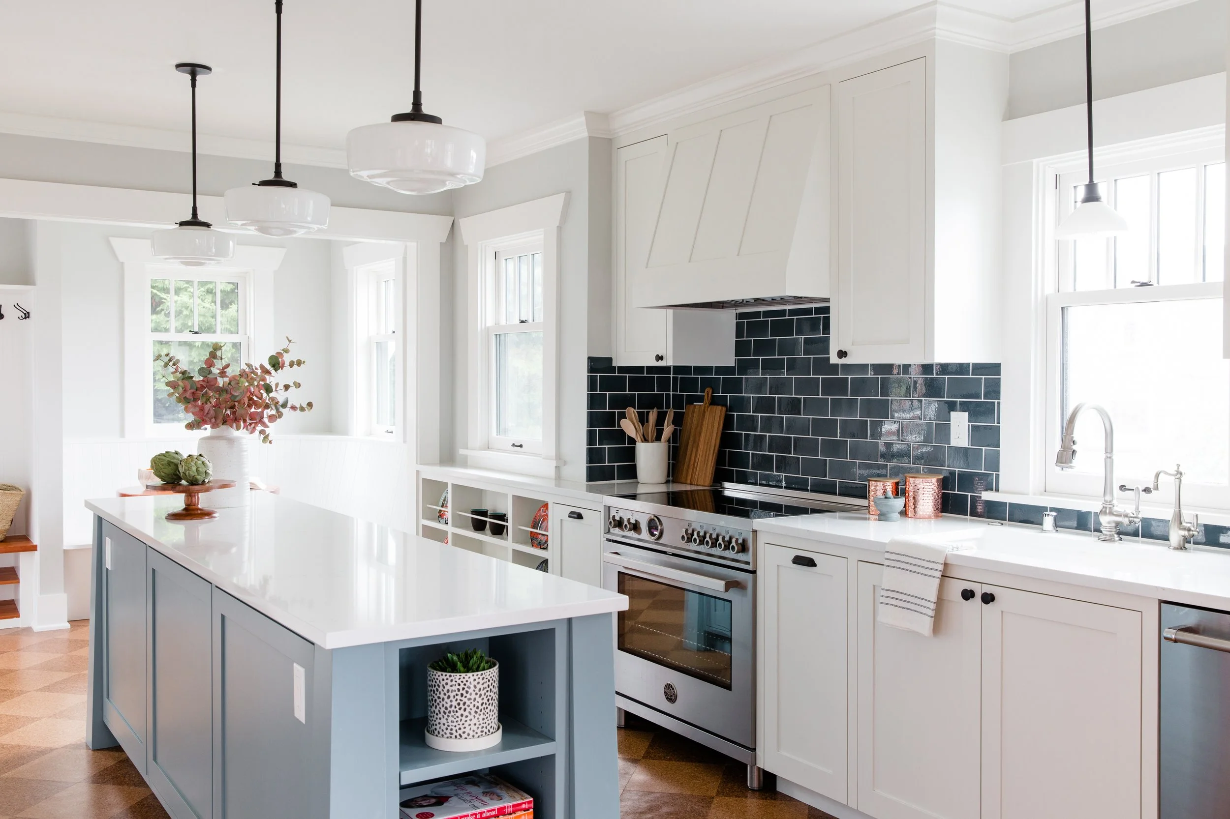 Seattle home renovation featuring a kitchen renovation how to featuring neutral whites and costal blues
