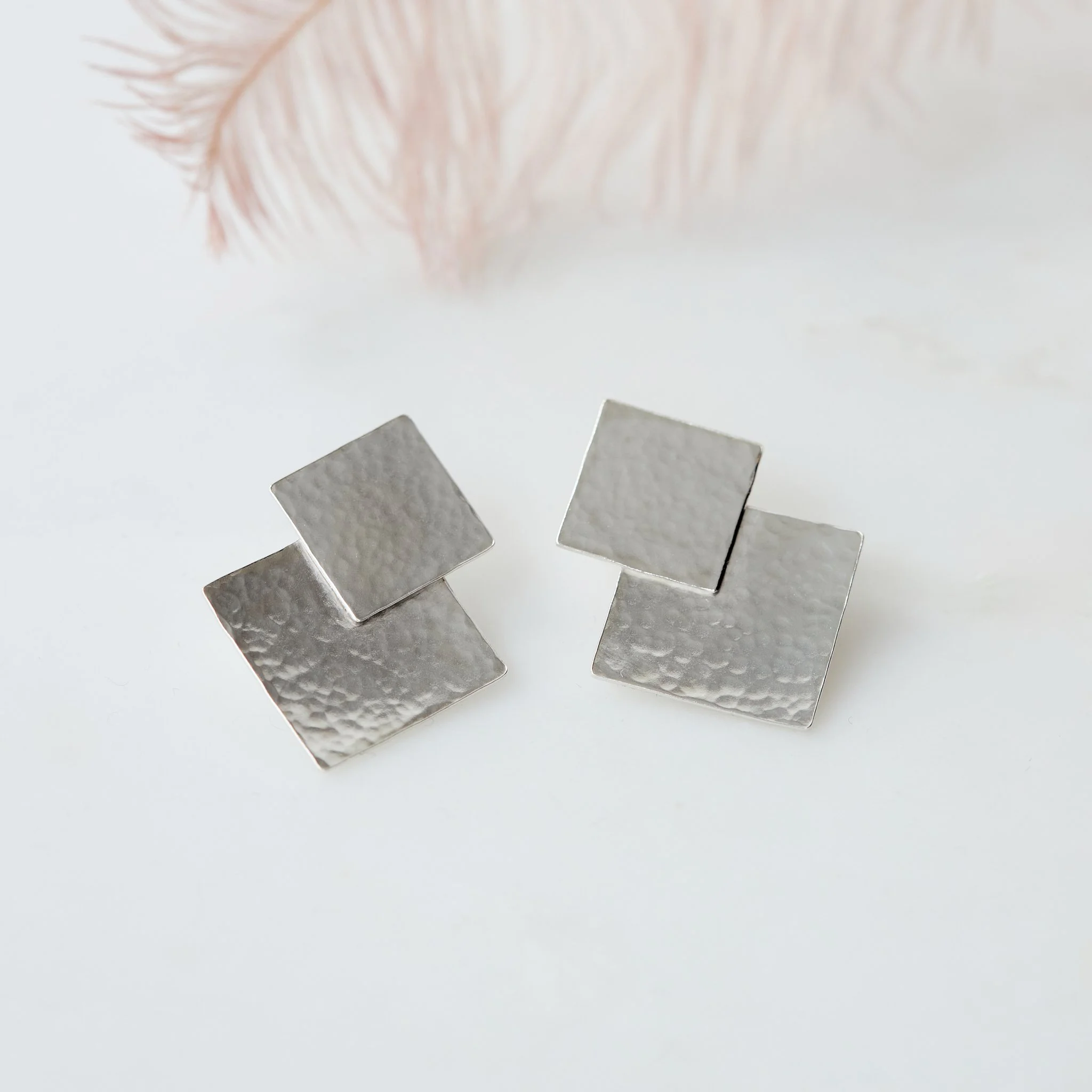 Bold Textured Diamond Shaped Earrings