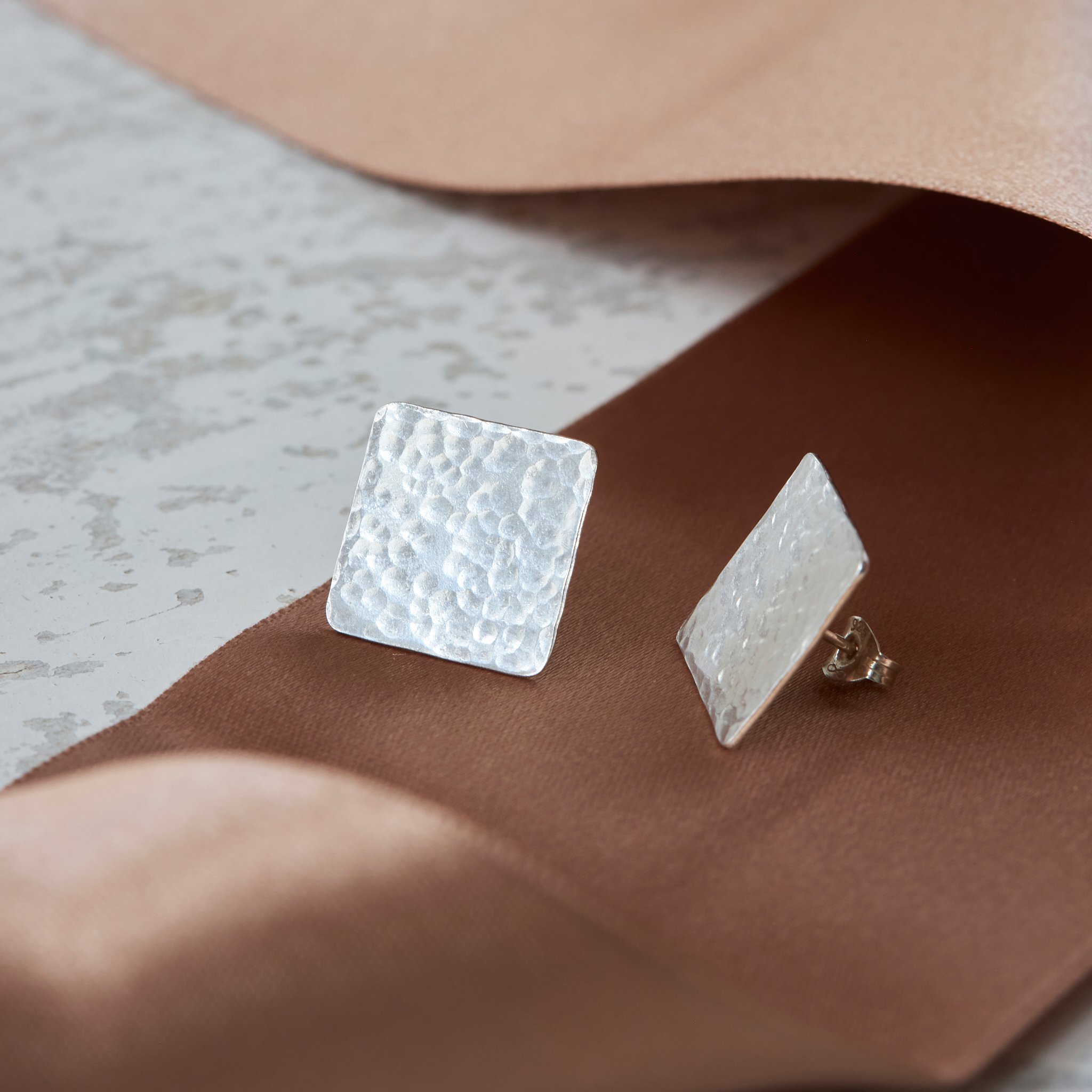 Large Square Textured Earrings