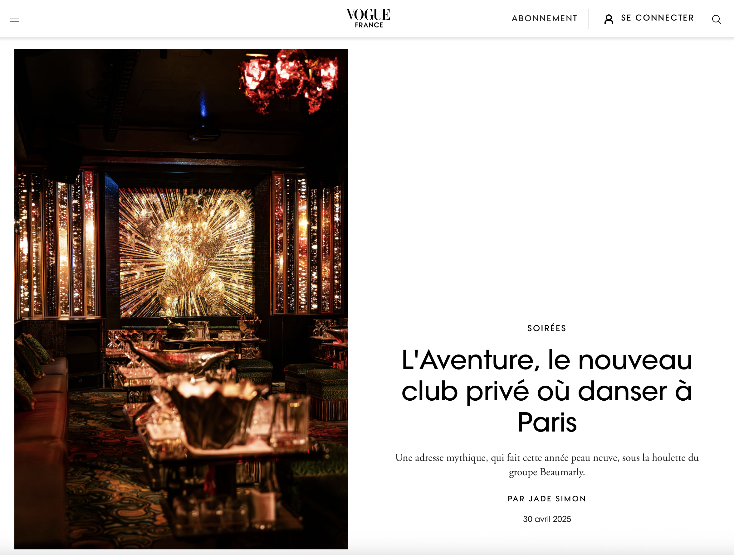 L'Aventure Club, Vogue France, April 2025