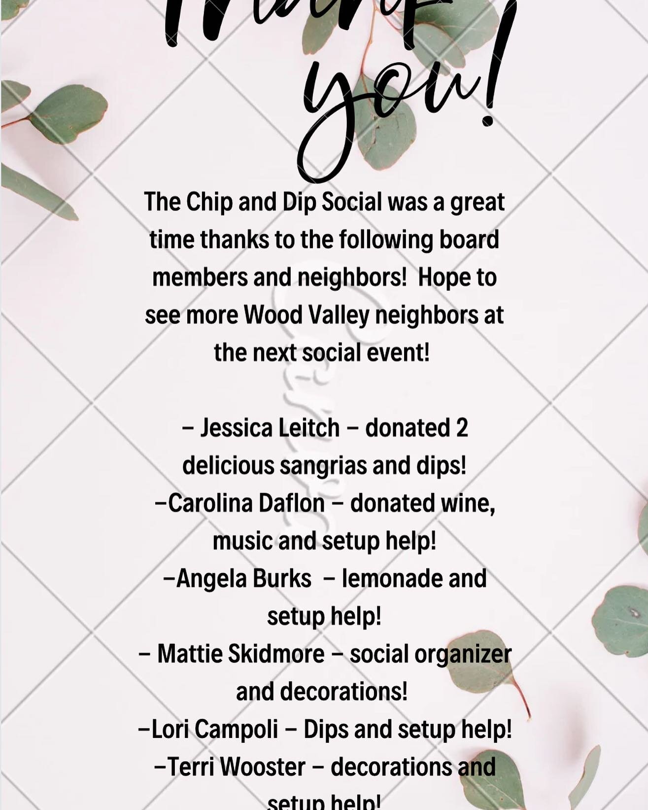Thank you to our neighbors  and board members who made the Chip and Dip social such a great time!