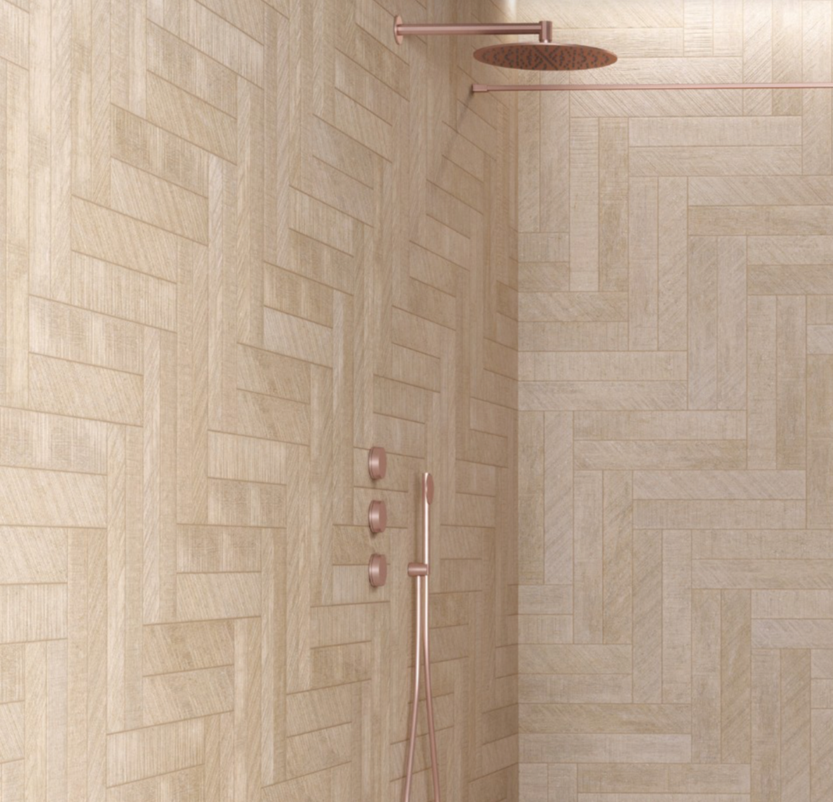 stone-look meets woodgrain in the Outback Collection 3" x 18" size modern subway style
Gibson color/pattern featured