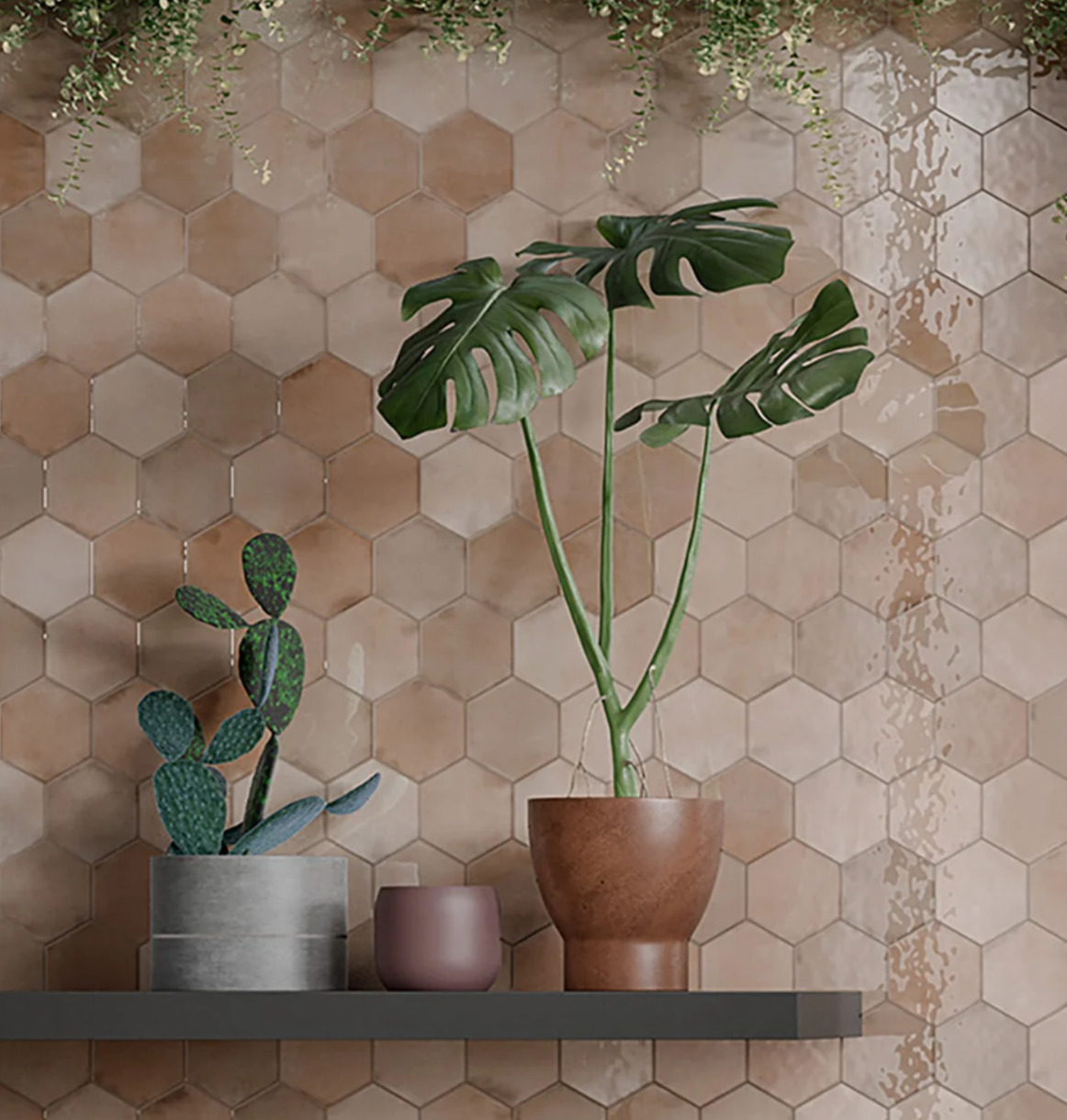 Martha's Manor collection - 4x4 and 4x5 hex ceramic, glossy zellige tile with gorgeous variation