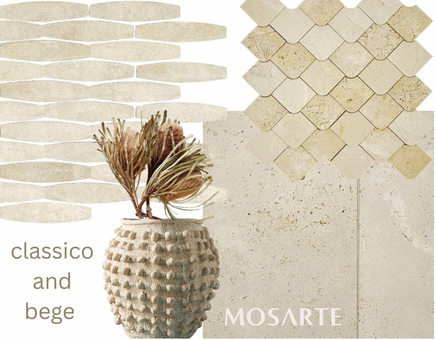PUCCINI Chicago Jazz Limestone, MOSARTE Alvorada Mix Bege, MOSARTE Square Classico