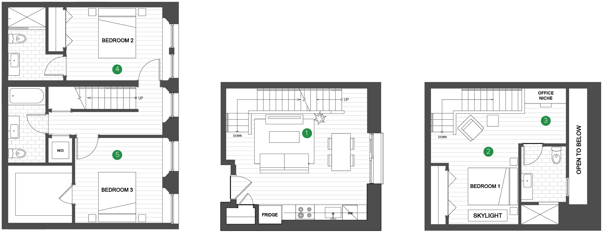   UNIT 03  3 BEDROOM / 3 BATH TRIPLEX +OFFICE NICHE 1534 SQUARE FEET   REQUEST INFORMATION / APPLY FOR THIS UNIT   