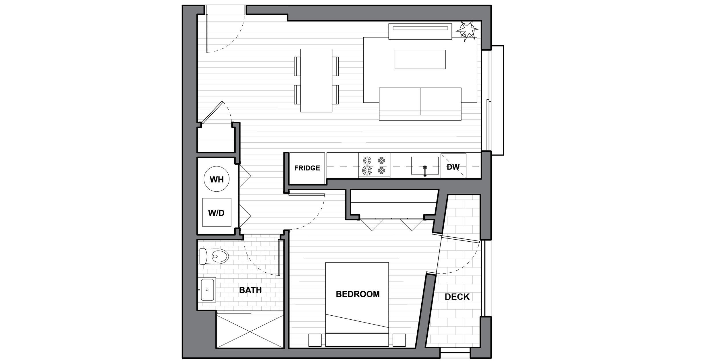   UNIT PH402  1 BEDROOM / 1 BATH PRIVATE ROOF DECK 592 SQUARE FEET   REQUEST INFORMATION / APPLY FOR THIS UNIT   