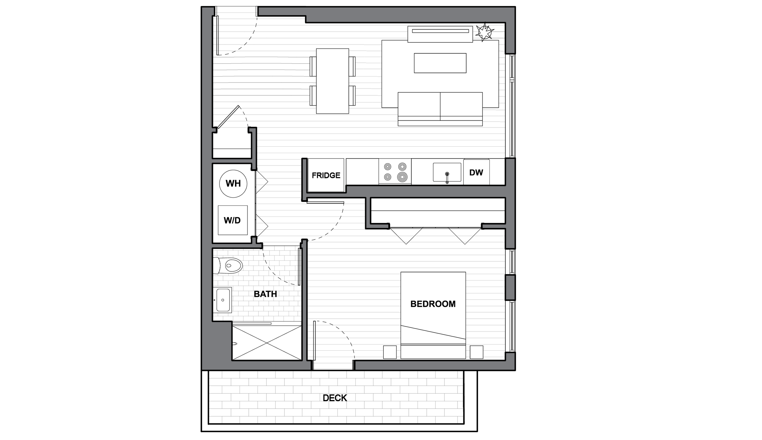   UNIT 202  1 BEDROOM / 1 BATH PRIVATE ROOF DECK 663 SQUARE FEET   REQUEST INFORMATION / APPLY FOR THIS UNIT   