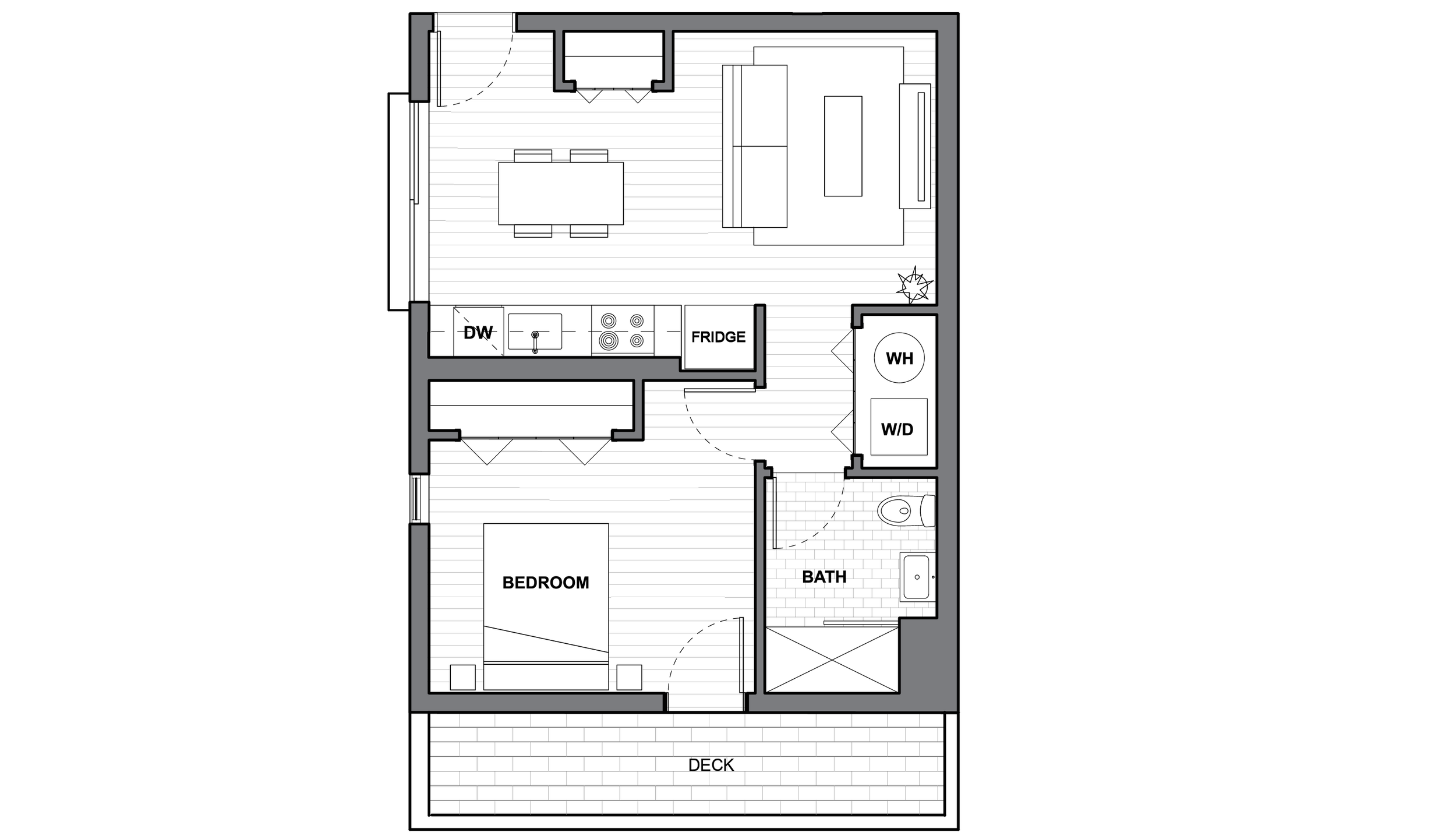   UNIT 203  1 BEDROOM / 1 BATH PRIVATE ROOF DECK 603 SQUARE FEET   REQUEST INFORMATION / APPLY FOR THIS UNIT   