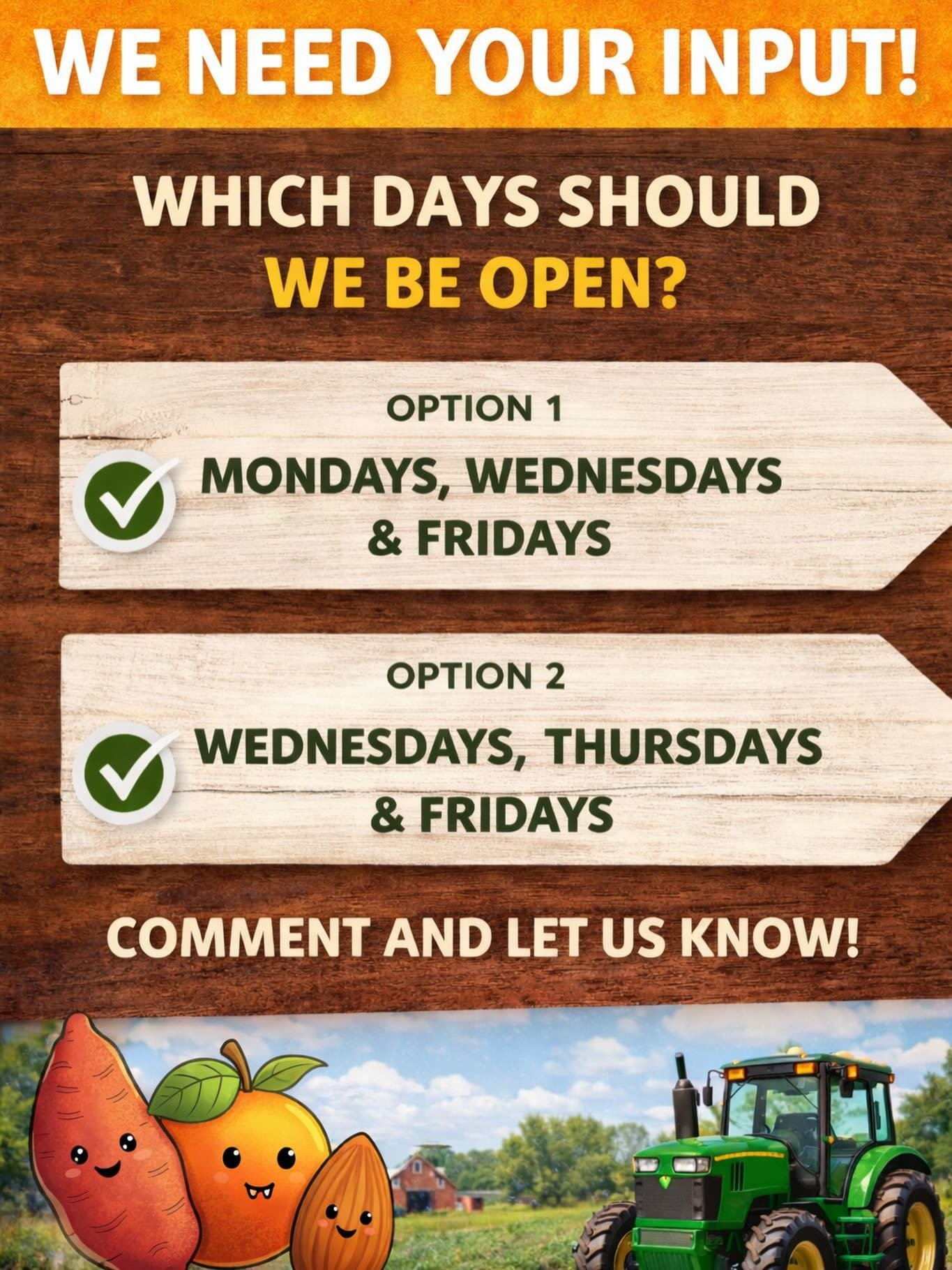 We need YOUR input, Sweet AF fam!

Help us decide which days work best for YOU at The Sweet Spot 👇
👉 Mondays, Wednesdays &amp; Fridays
OR
👉 Wednesdays, Thursdays &amp; Fridays

Drop your vote in the comments ⬇️
And because we love y&rsquo;all&hell