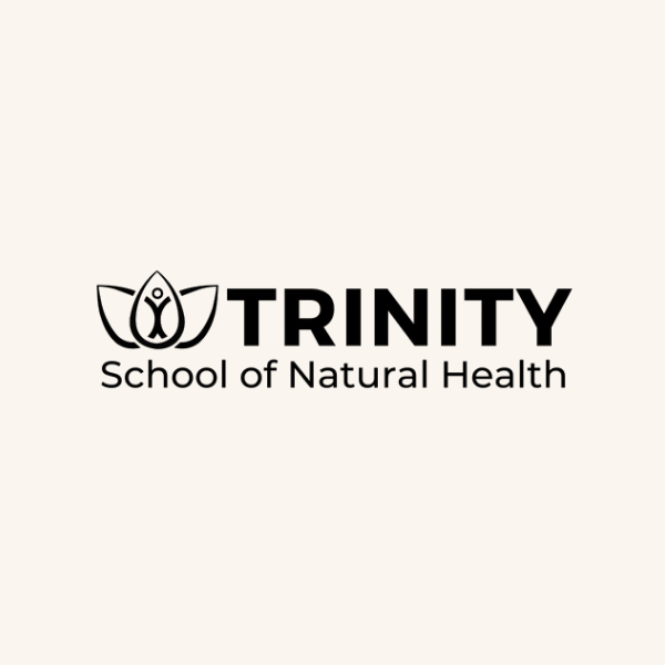 Logo of Trinity School of Natural Health featuring a stylized lotus flower and text.