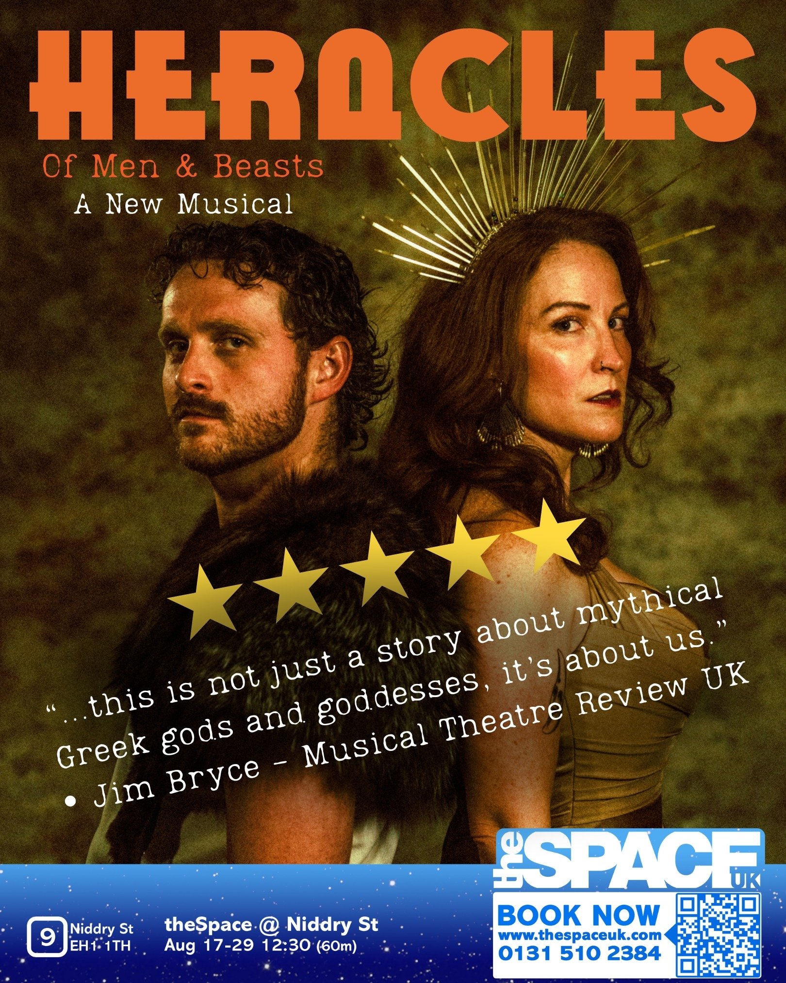 FIVE STARS for HERACLES at it's International Premiere of Part 1, Of Men &amp; Beasts at Edinburgh Fringe 2026! Read the very elegant review by Jim Bryce at Musical Theatre Review UK. Link in the comments. 

The show is on at The SpaceUK Niddry St Up