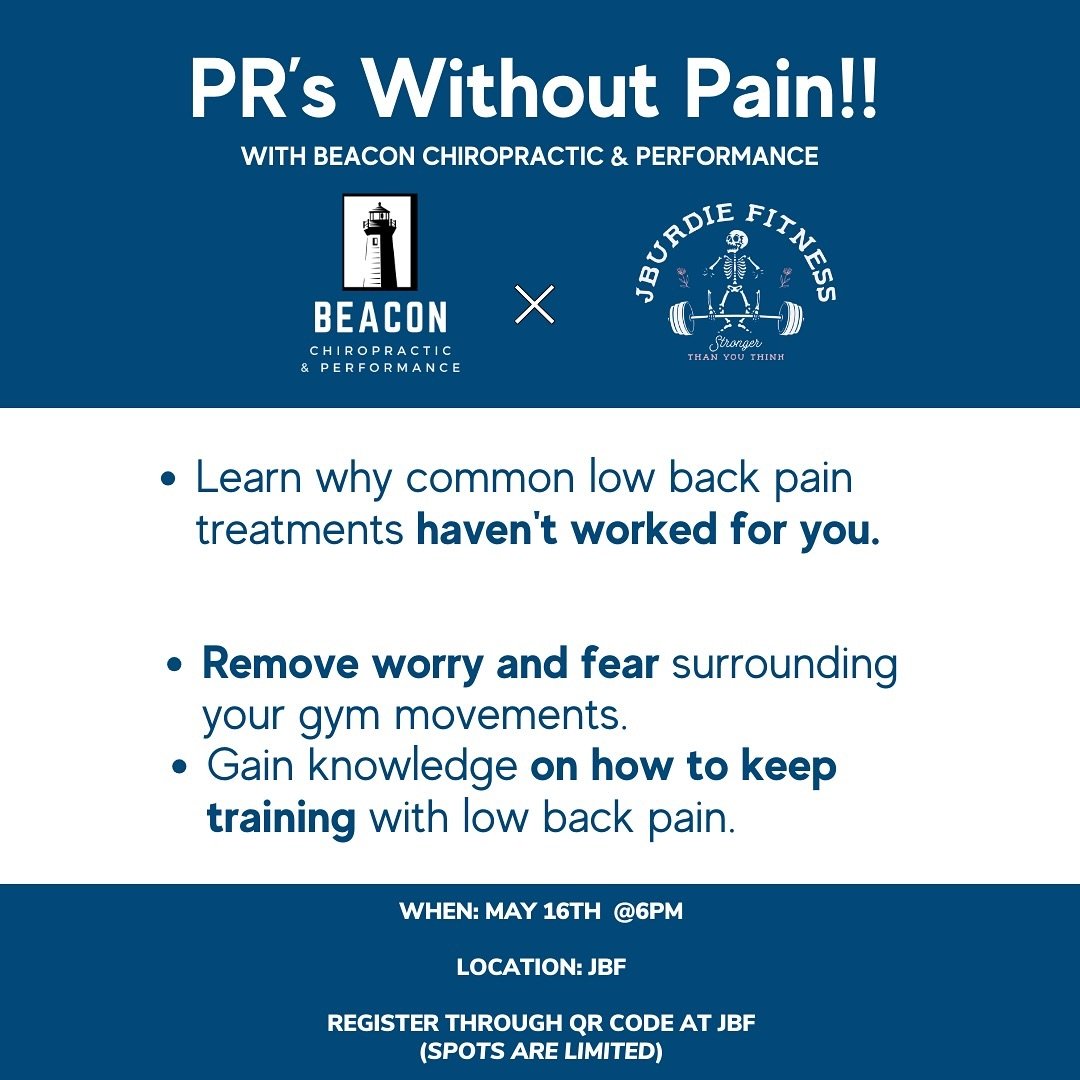@jbf_boston fam MARK YOUR CALENDARS

We are going to be bringing the HEAT with this one. 

We&rsquo;ll talk pain to PRs and how to keep training @jbf_boston even if you are struggling with back pain. 

If you&rsquo;ve been struggling with pain you ar