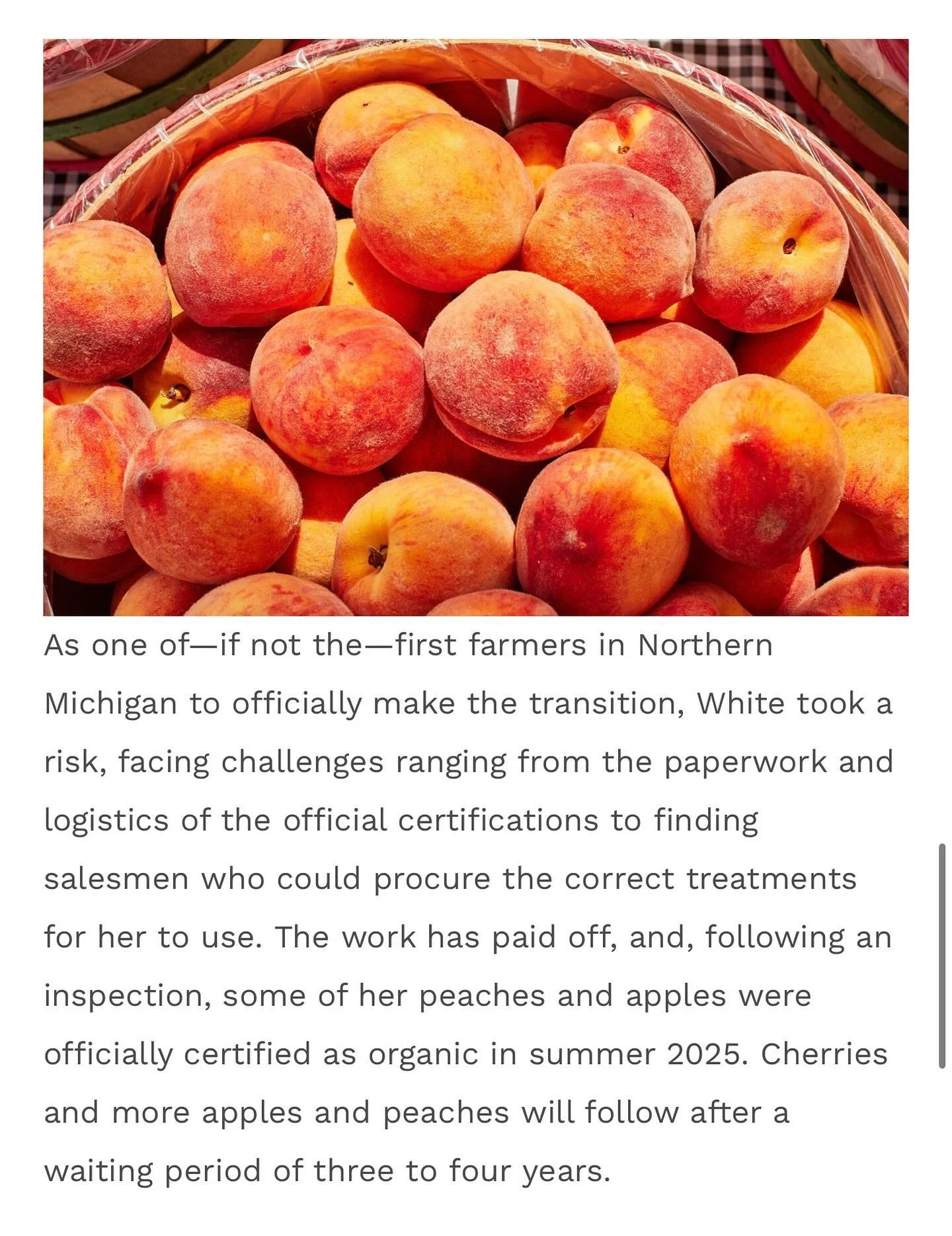 We are thrilled to share our article in @ediblechicago with @boswine! Read more at the link in our bio 

#farm #fruitfarm #farmer #orchard #farmersmarket #farmersmarketmi #michiganfarmersmarket #michiganfarm #cherries #cherry #cherryfarm #peaches #pe
