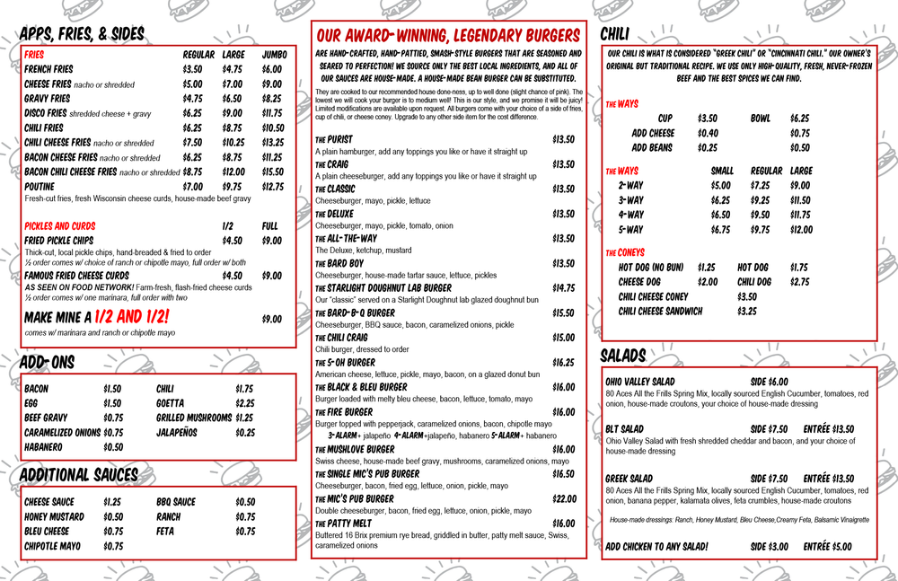 Our Menu — Bard's Burgers & Chili