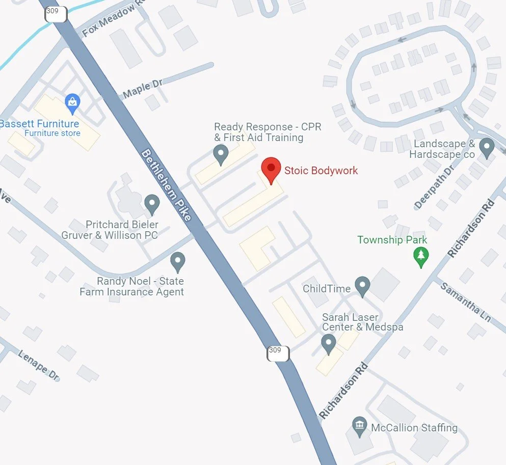 Street map showing Stoic Bodywork along Bethlehem Pike