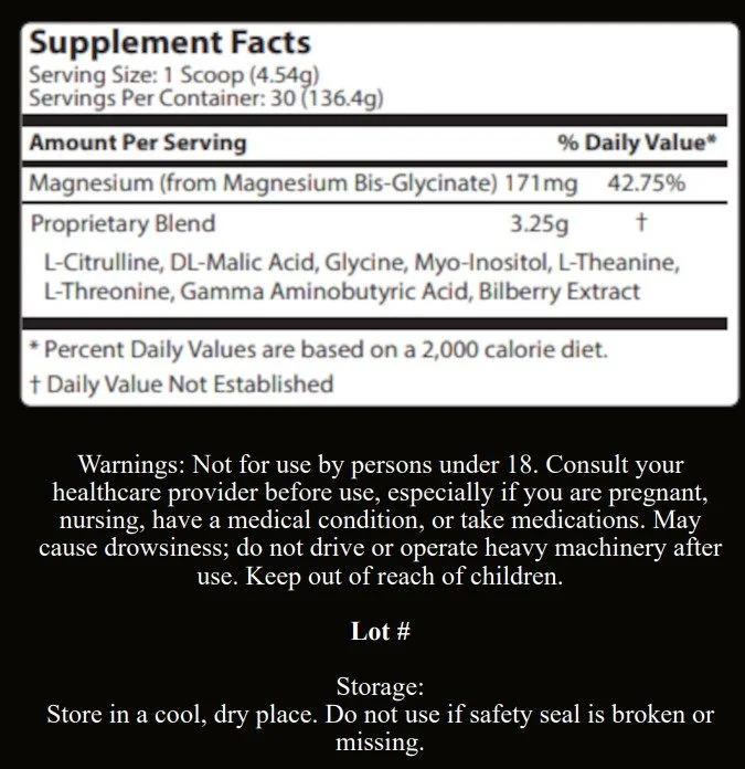 Stoic Sleep Supplement Facts