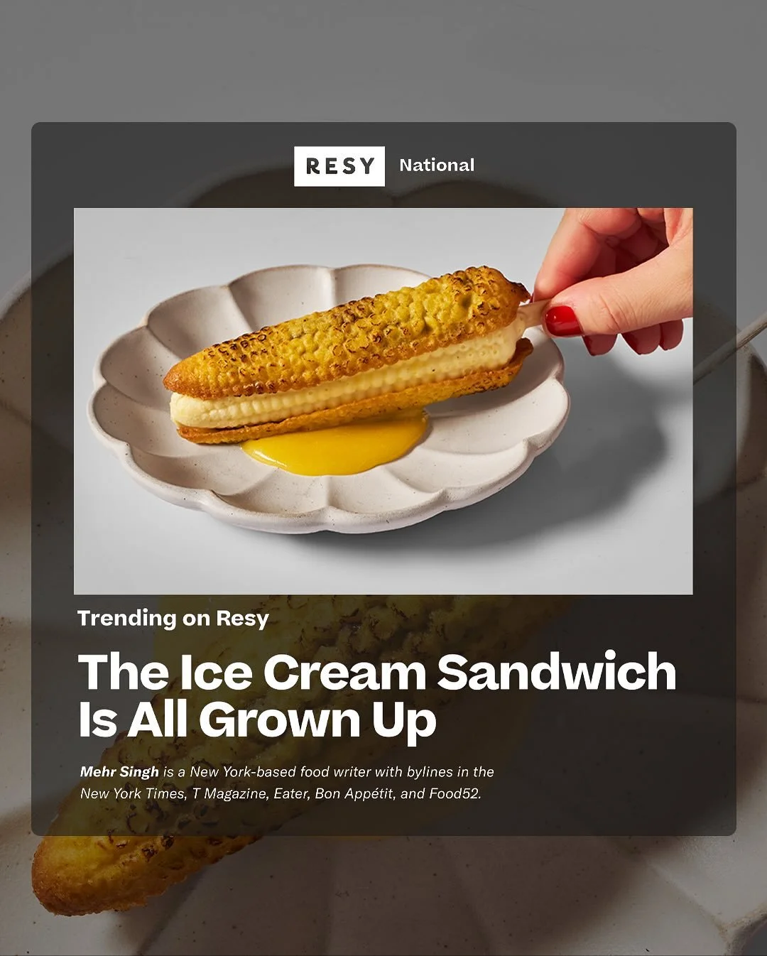 There&rsquo;s a reason why everyone loves Naro&rsquo;s &lsquo;Grilled Corn Popsicle&rsquo; 🌽✨ What looks like charred corn on the cob is actually corn shortbread &lsquo;kernels,&rsquo; roasted corn ice cream, and tangy-sweet corn jam, all finished w
